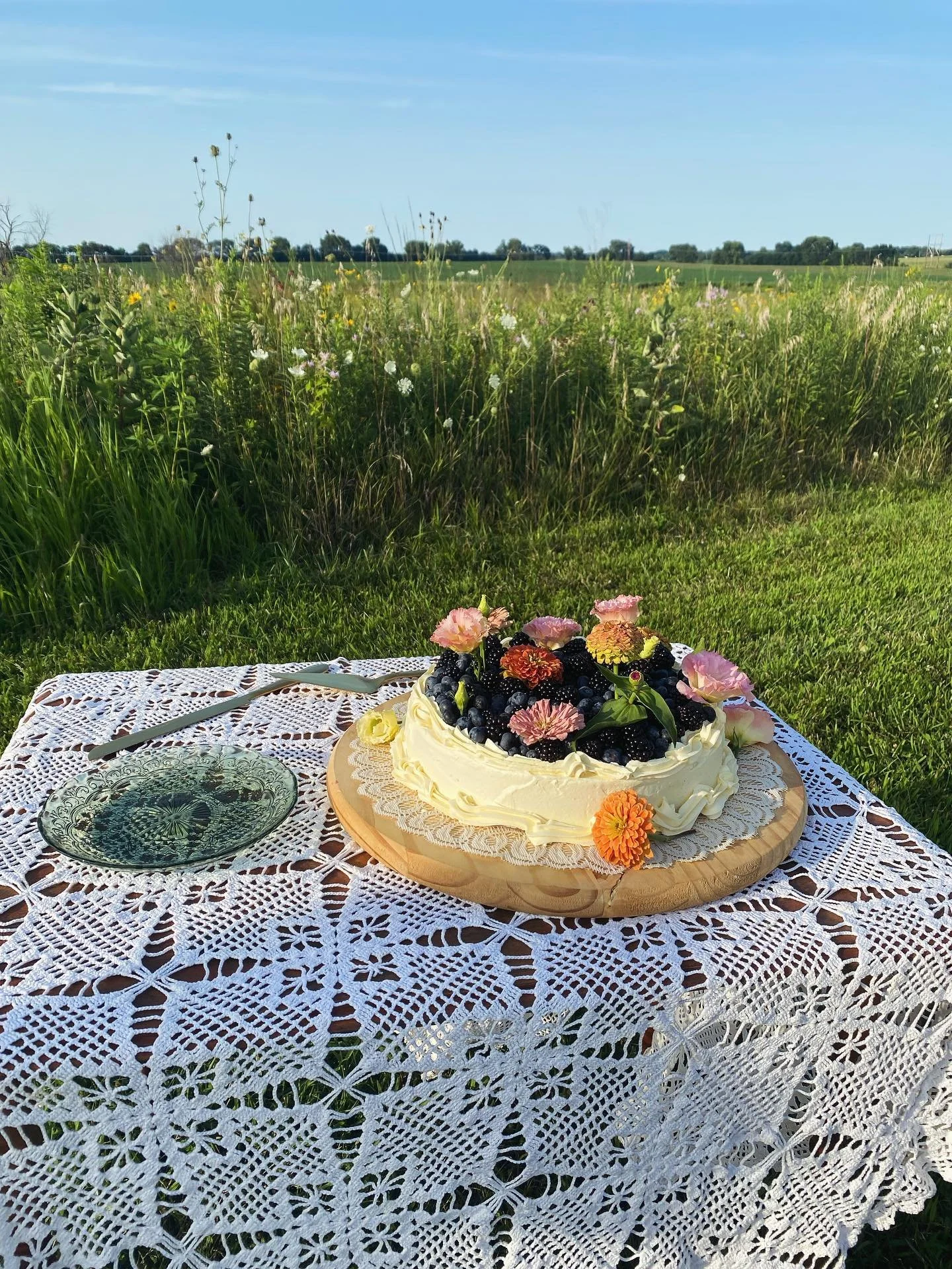 Had a styled shoot out in a prairie last night and I got to bring a pretty cake that I made for funs and it was shared around a table of strangers, mostly other small business owners. The grand finale was coffee gelato from @goatandpail and it was ju