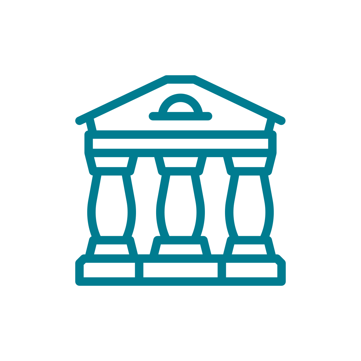 Icon of an ancient Greek temple with three columns and a triangular pediment