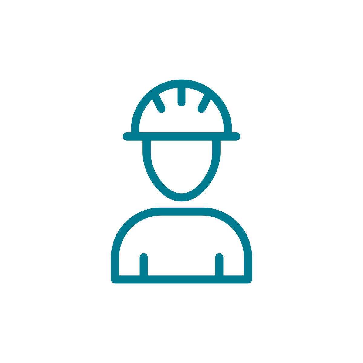 Icon of a construction worker wearing a hard hat.