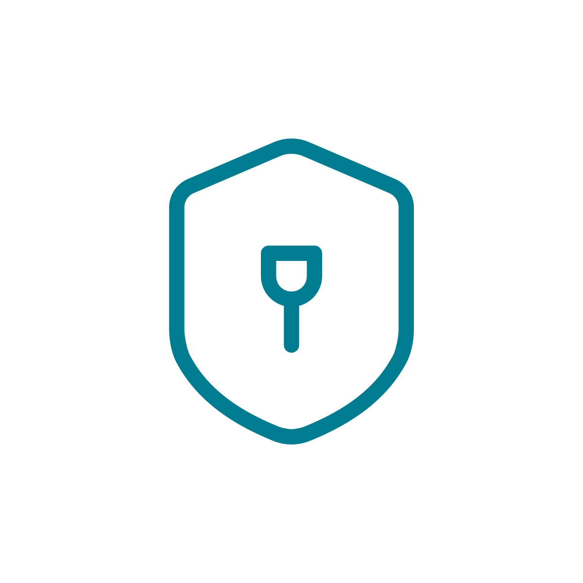 Shield icon with a keyhole in the center, representing security or protection.