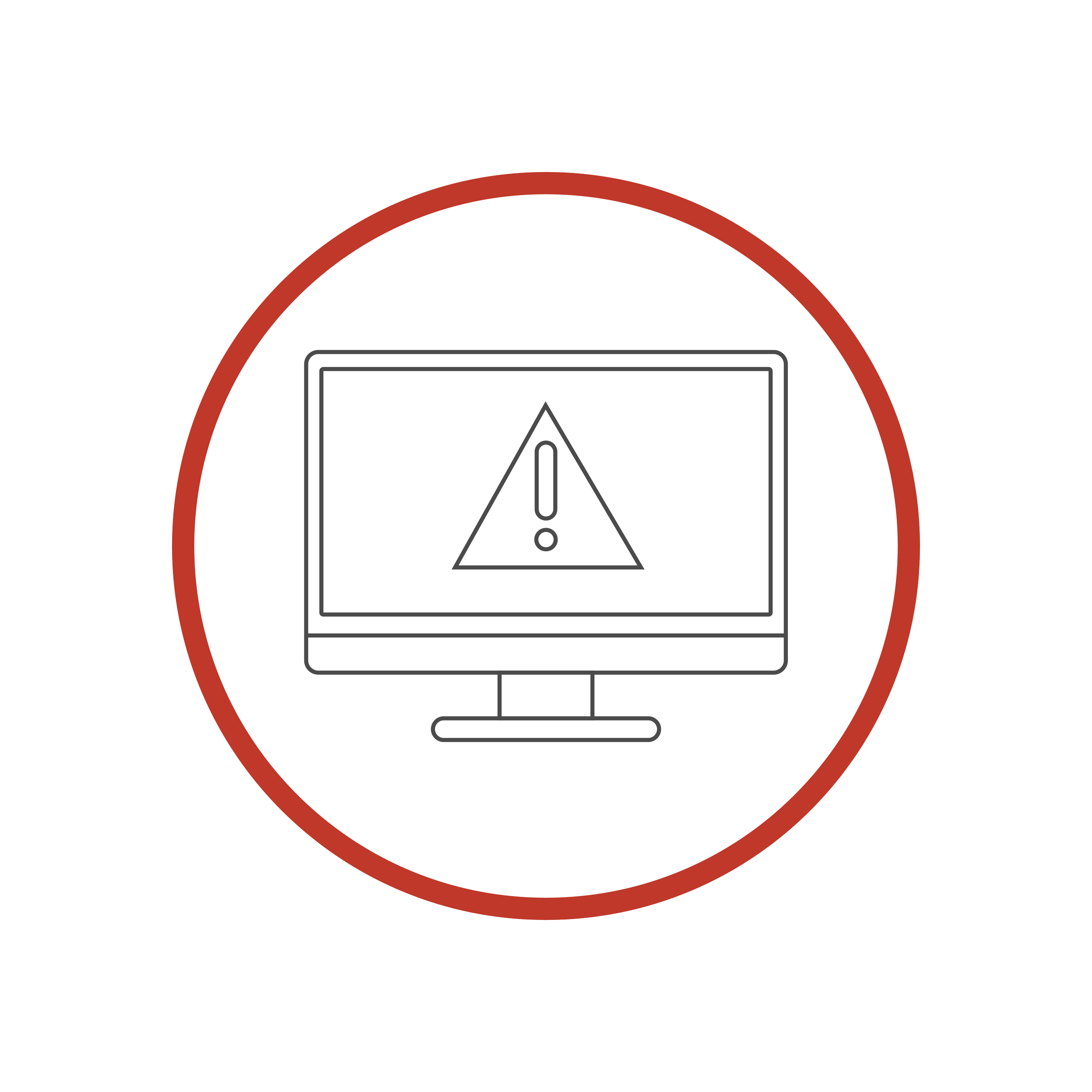 Warning sign with a computer and a triangle with an exclamation mark indicating caution.