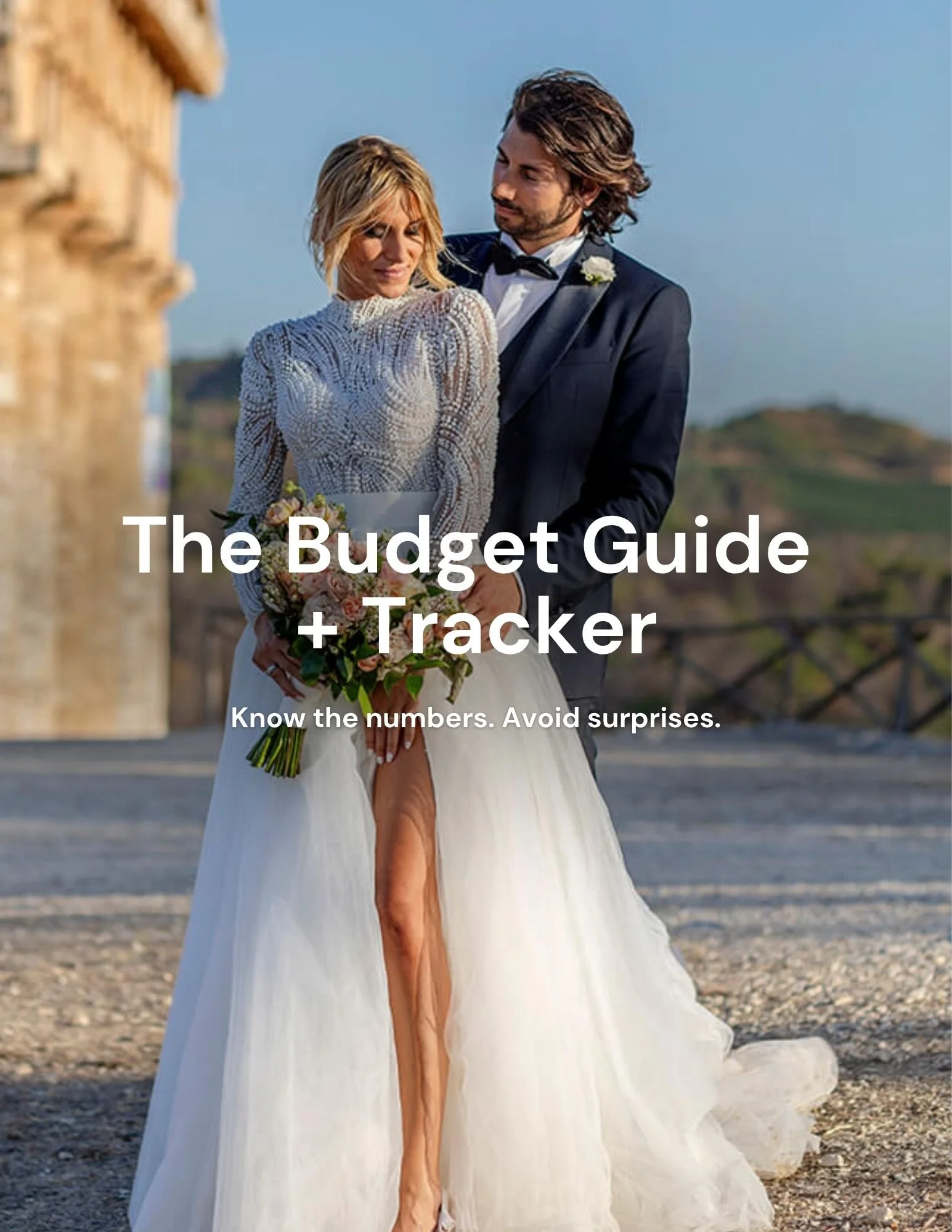 The Italy Wedding Budget Guide + Tracker - Romantic image of wedding couple embracing in Italy Bride and Groom