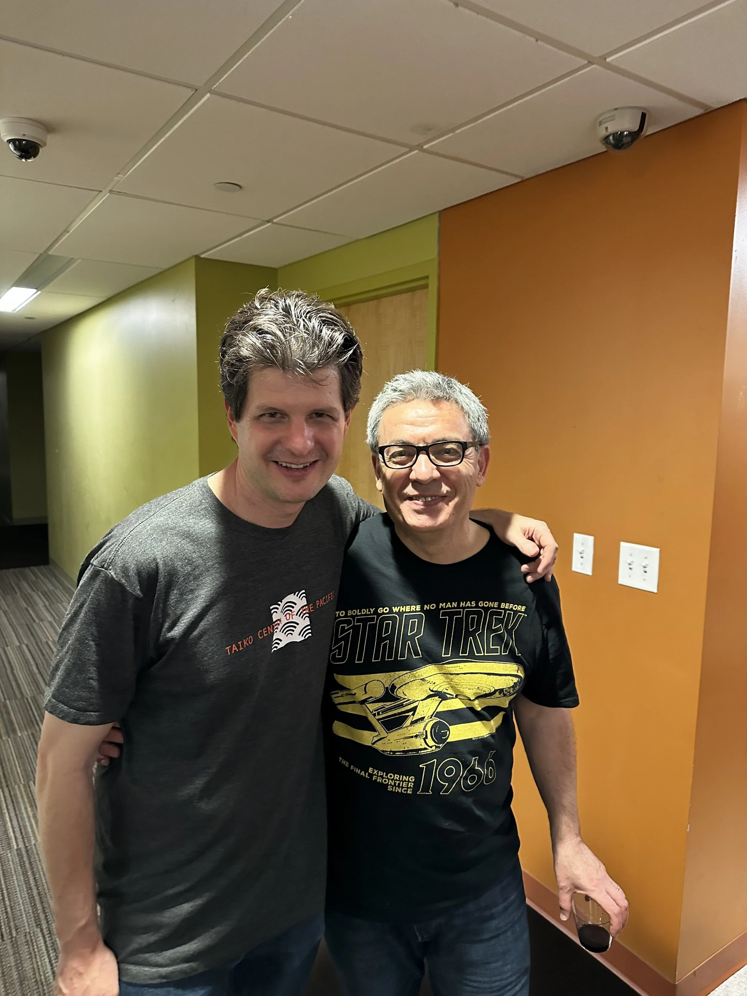 With Jeff Peterson, Master Hawaiian Slack Key Guitarist, at a Guitarist Retreat, Performances, and Master Classes (2023).