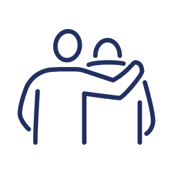 Icon of two people with one arm around the other