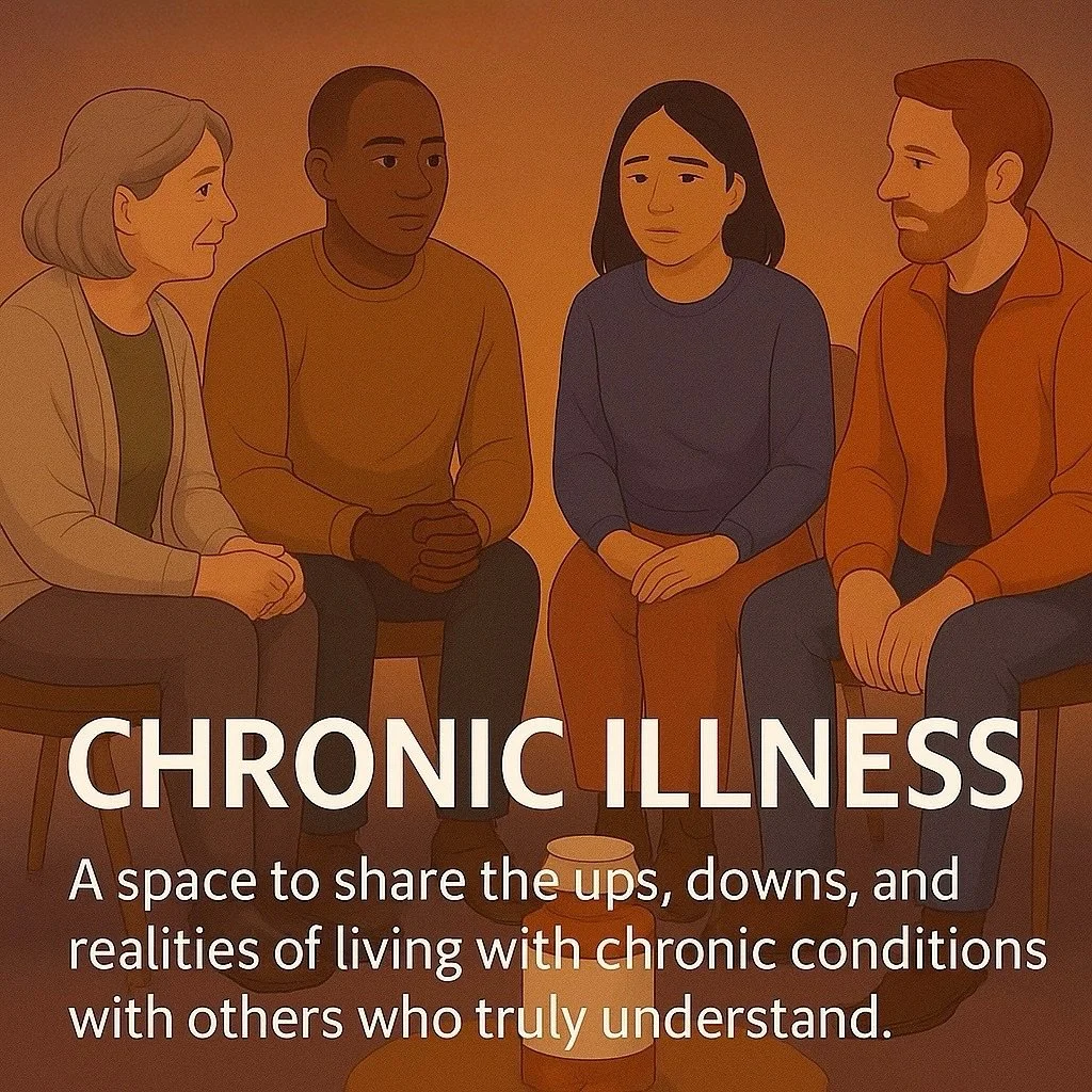 Every day is different. And some days are just harder.
Living with a chronic illness can feel isolating but you don&rsquo;t have to go through it alone.

Our Chronic Illness support group offers:
💬 A space to talk about the ups, downs, and invisible