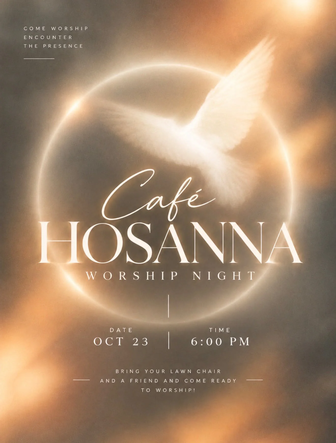 Cafe Hosanna Worship Night flyer, October 23 at 6 PM