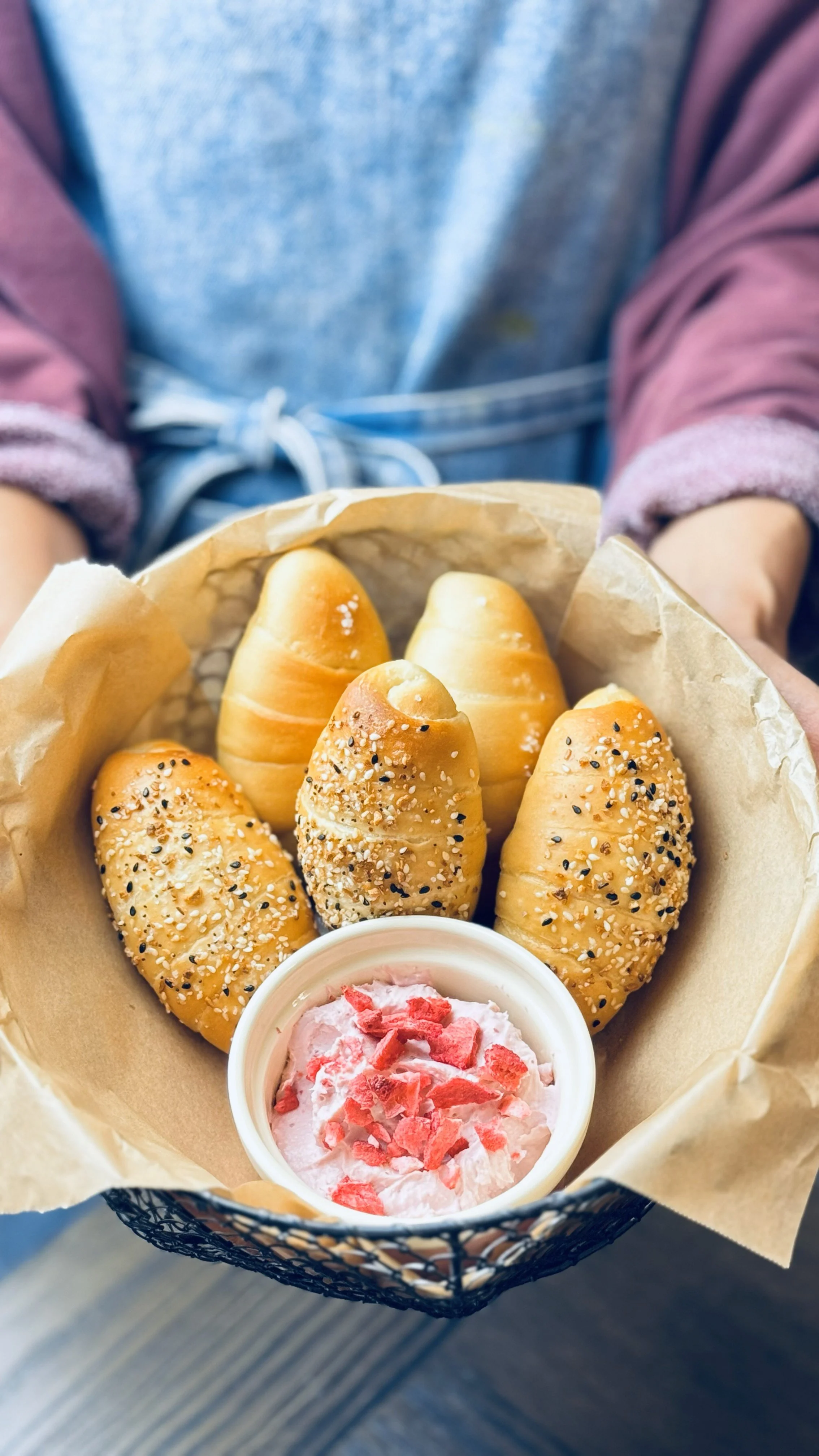 Salt Bread with Strawberry cream cheese spread