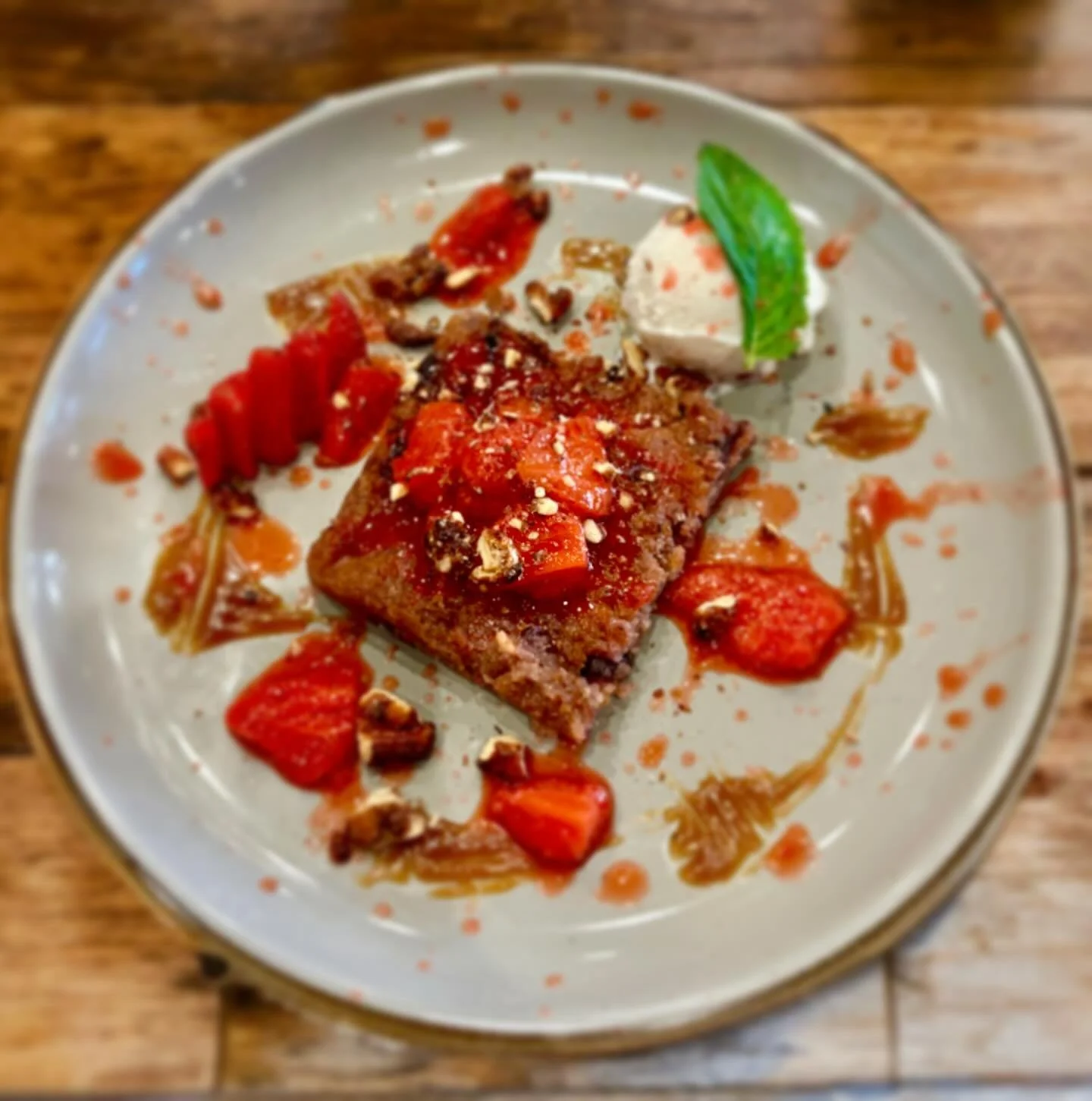 Warm, cozy, and homemade - today&rsquo;s dessert special!!! Apple Cherry Bread Pudding with Strawberry Compote &amp; Walnuts. Come by for comfort, connection, and authentic food that feels like home. 💫