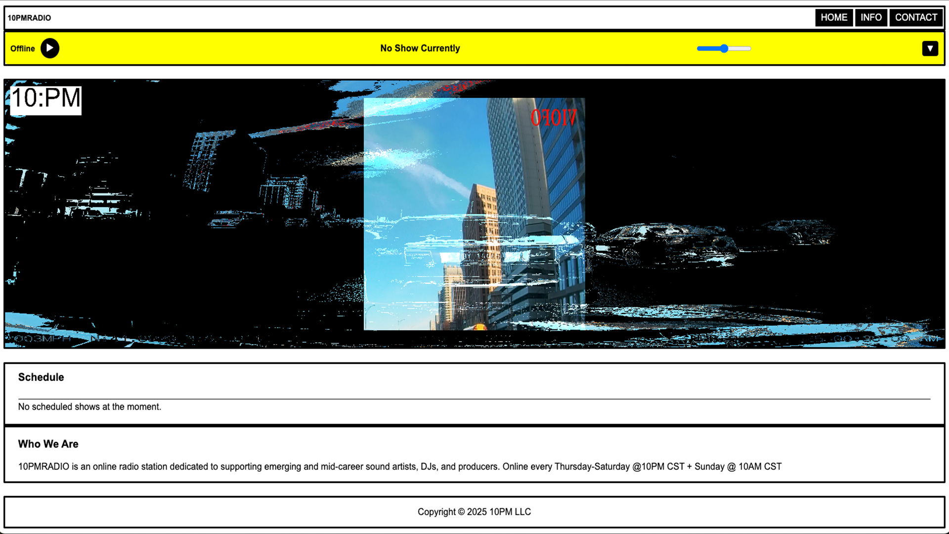 image of the 10PM radio website landing page