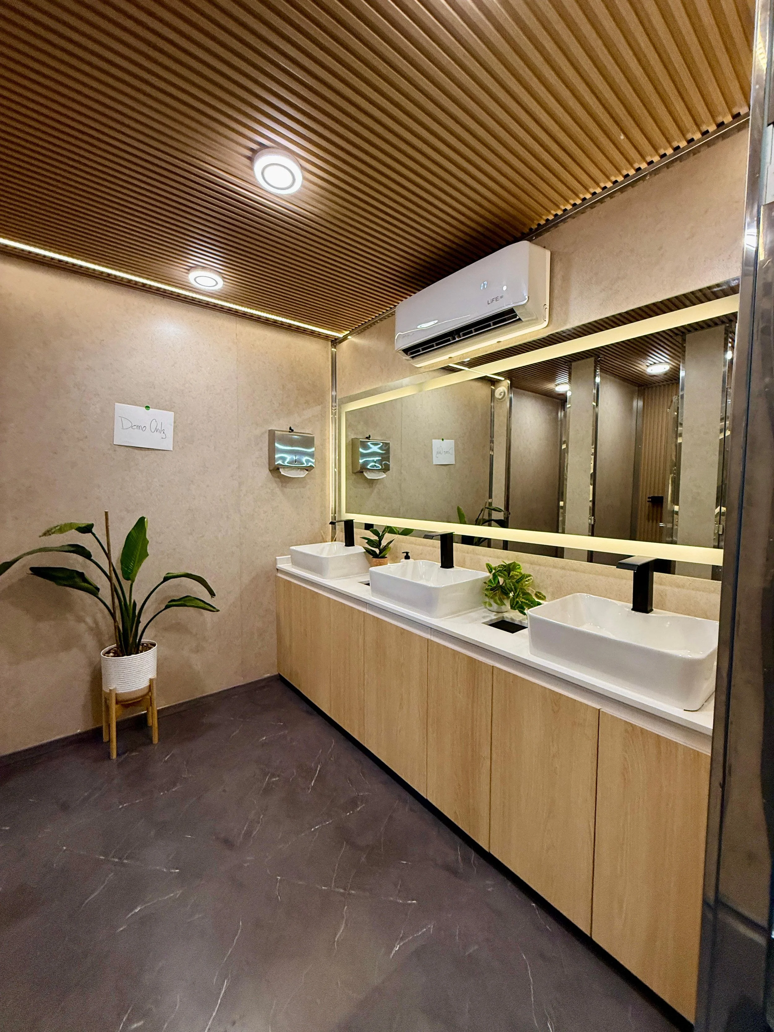 luxury bathroom trailer rental interior