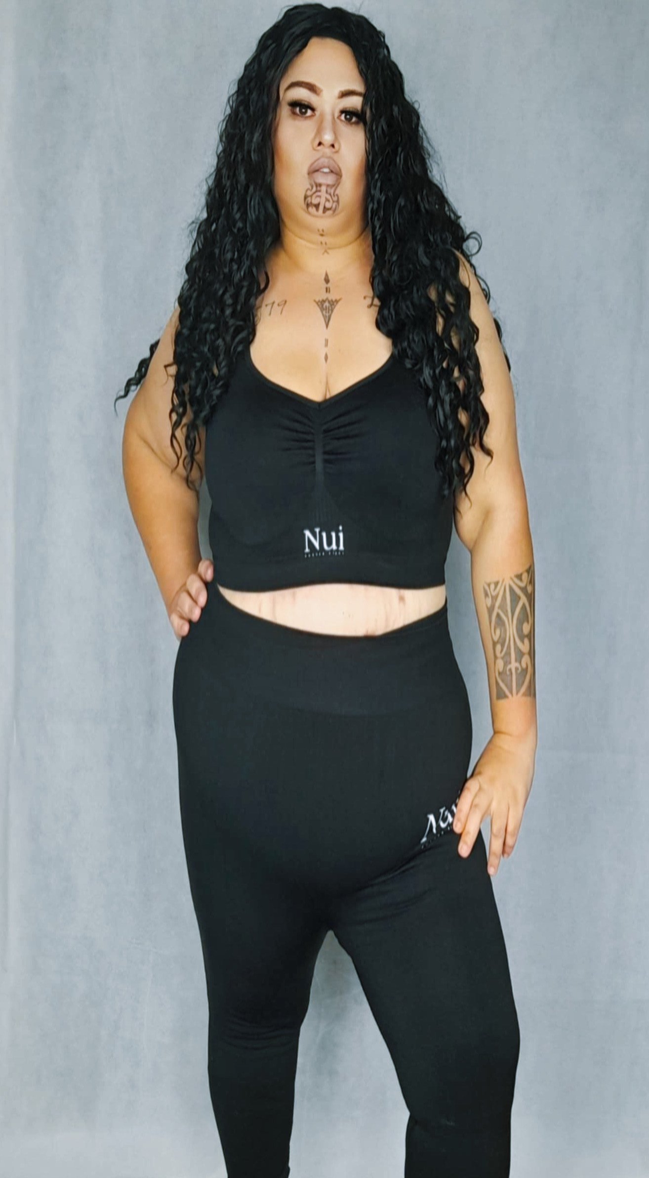 NUI Tahi Cross Active Bra Black-Pango