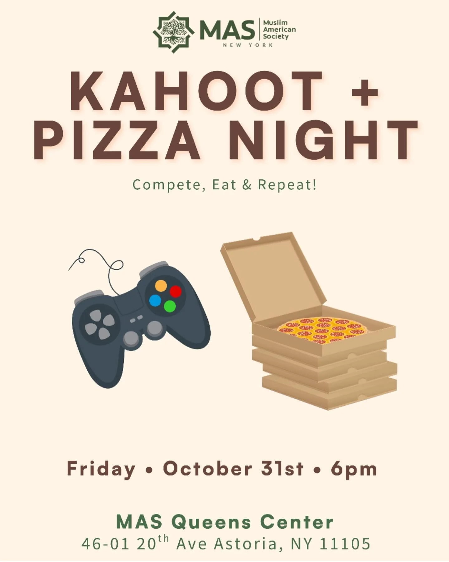 Kahoot + Pizza = the perfect combo 🍕🎮
Join us for a fun night of friendly competition &mdash; bring your A-game (and A friend)! 😎