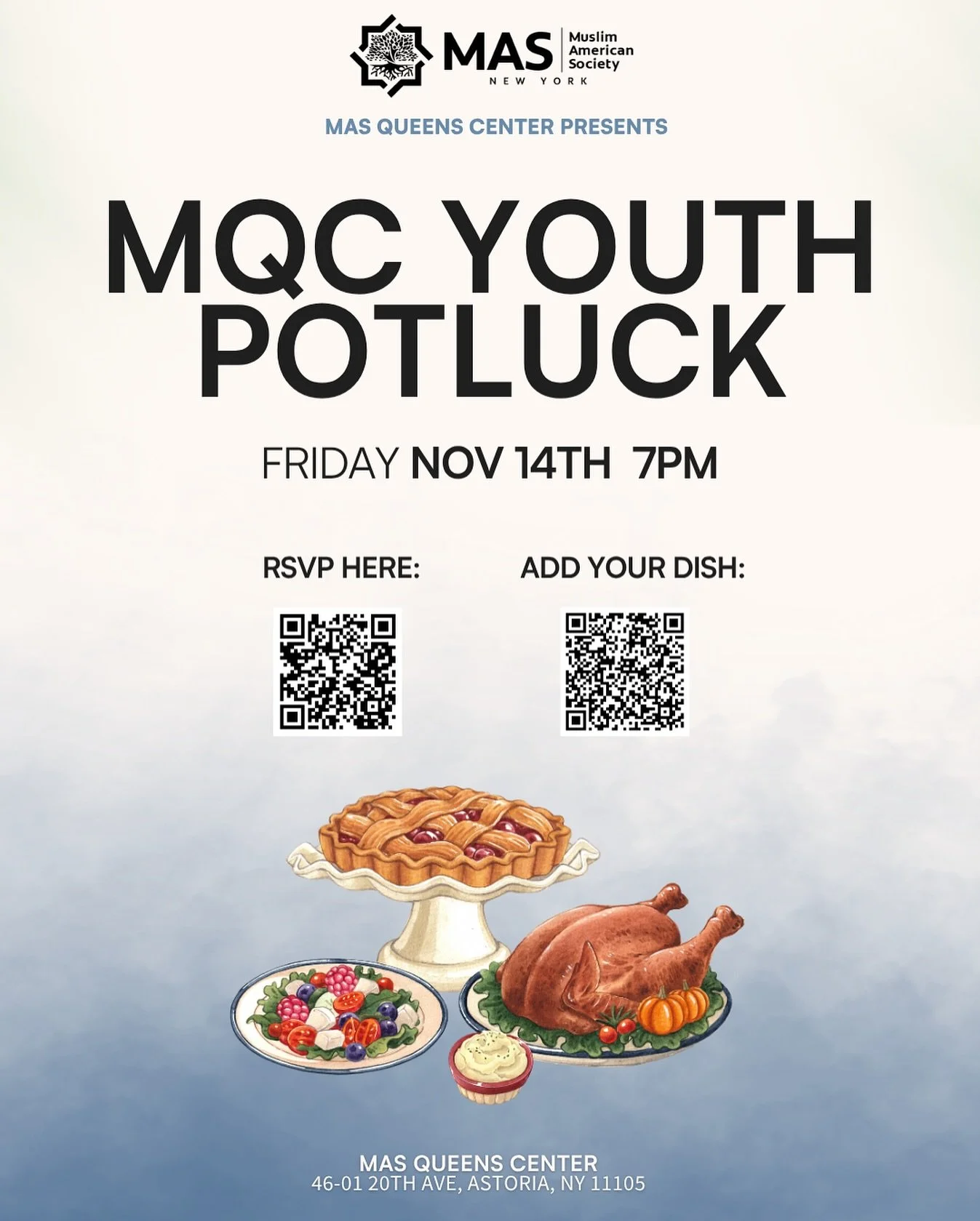 Good food. Good people. Great vibes. 🔥

Don&rsquo;t miss the MQC Youth Potluck on Friday, Nov 14th @ 7PM!

Click the link in the bio to RSVP &amp; let us know what you&rsquo;re bringing

🍗🥗🥧 See you there!