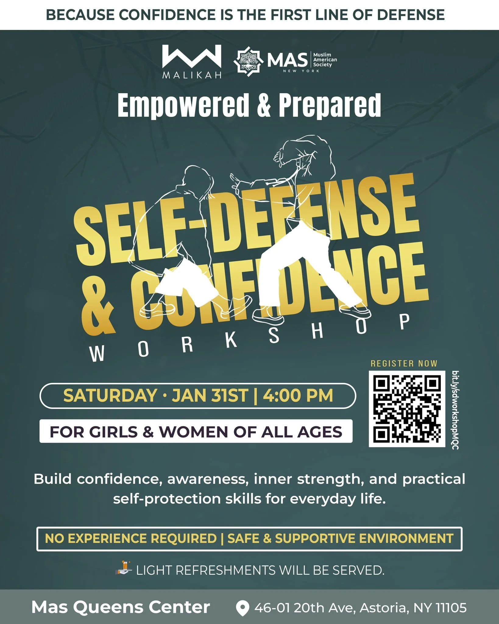 💪✨ Empowered. Prepared. Unstoppable. ✨💪
Because confidence is the first line of defense.

Join us for an empowering Self-Defense &amp; Confidence Workshop designed to build inner strength, awareness, and practical self-protection skills for everyda