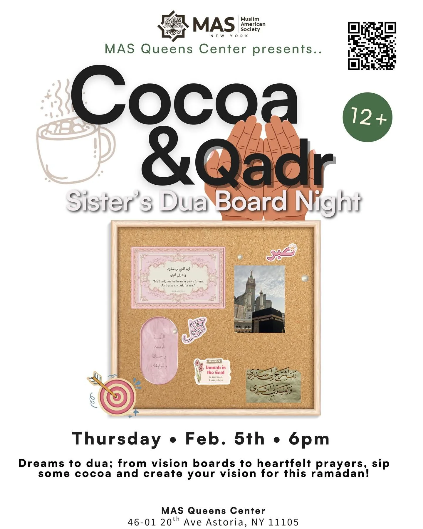 Annndddd we&rsquo;re BACK! We couldn&rsquo;t let go of every year&rsquo;s pre-ramadan highlight! Join us next Thursday at 6pm to create your vision board for this year at our ✨ Sisters&rsquo; Cocoa &amp; Qadr ✨

From Dreams to Dua;
Create your Ramada