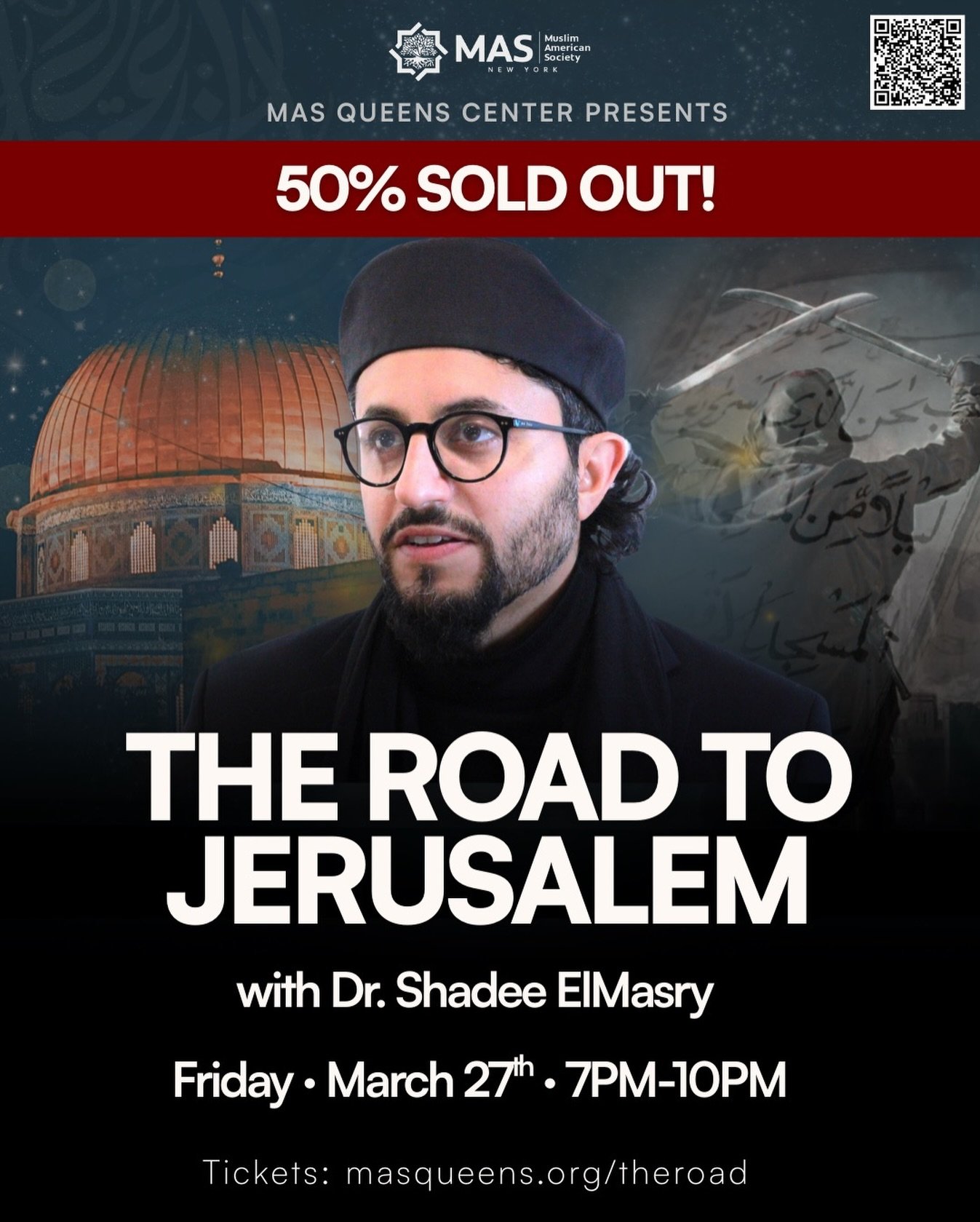 Half the seats are already gone.

Join us for a powerful intensive on the life and legacy of Salahuddin Al-Ayyubi with Dr. Shadee ElMasry.

🗓 Friday, March 27
⏰ 7PM&ndash;10PM
📍 MAS Queens Center

⚠️ Early Bird pricing ends tonight.

🎟 Secure your