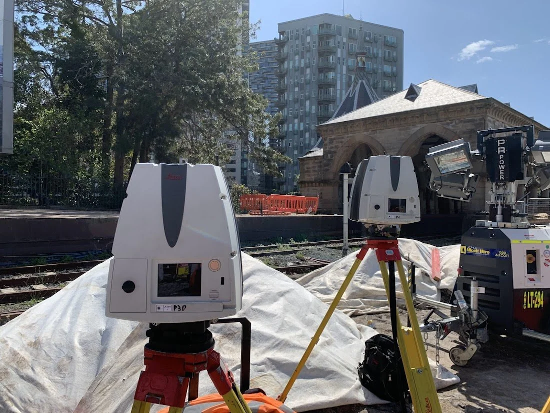 Lecica Scanners used to scan Rail Track at Central Station.jpg
