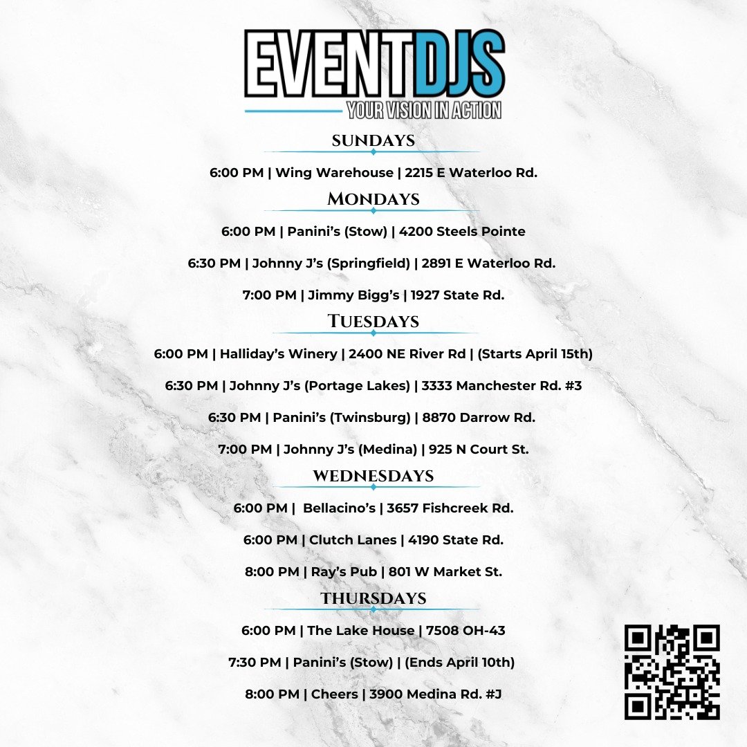 🗓 UPDATED April Trivia

#eventdjsservice #eventdjs #ohiodjs #trivia #trivianight