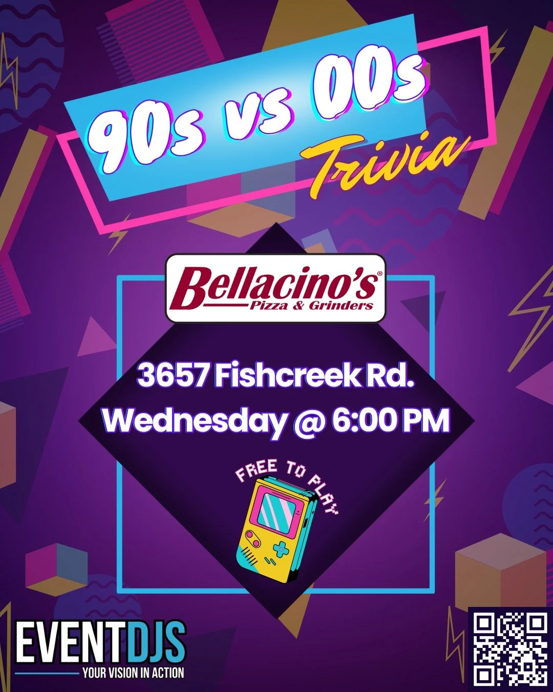 Dust off your chokers and dig out your low-rise jeans and head over to @bellacinos_stow tonight for some awesome themed trivia!

Two games. Two legendary decades. One epic pop culture showdown.

Game 1: Pure 90s nostalgia. 📼
Game 2: Full 2000s energ