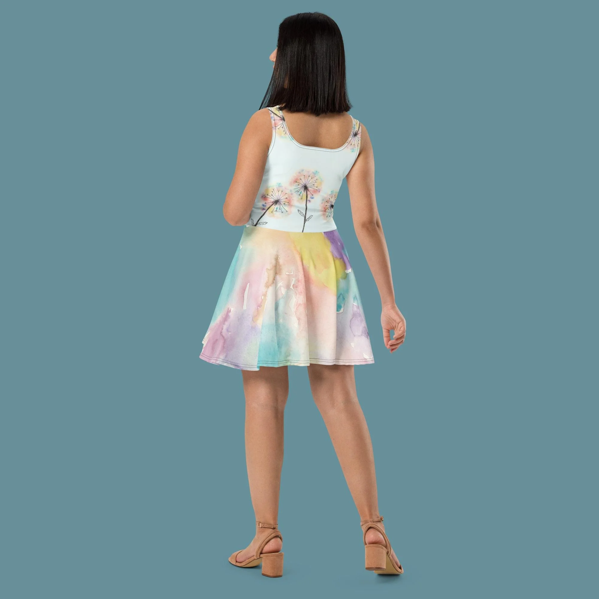 Rainbow Puffs Skater Dress