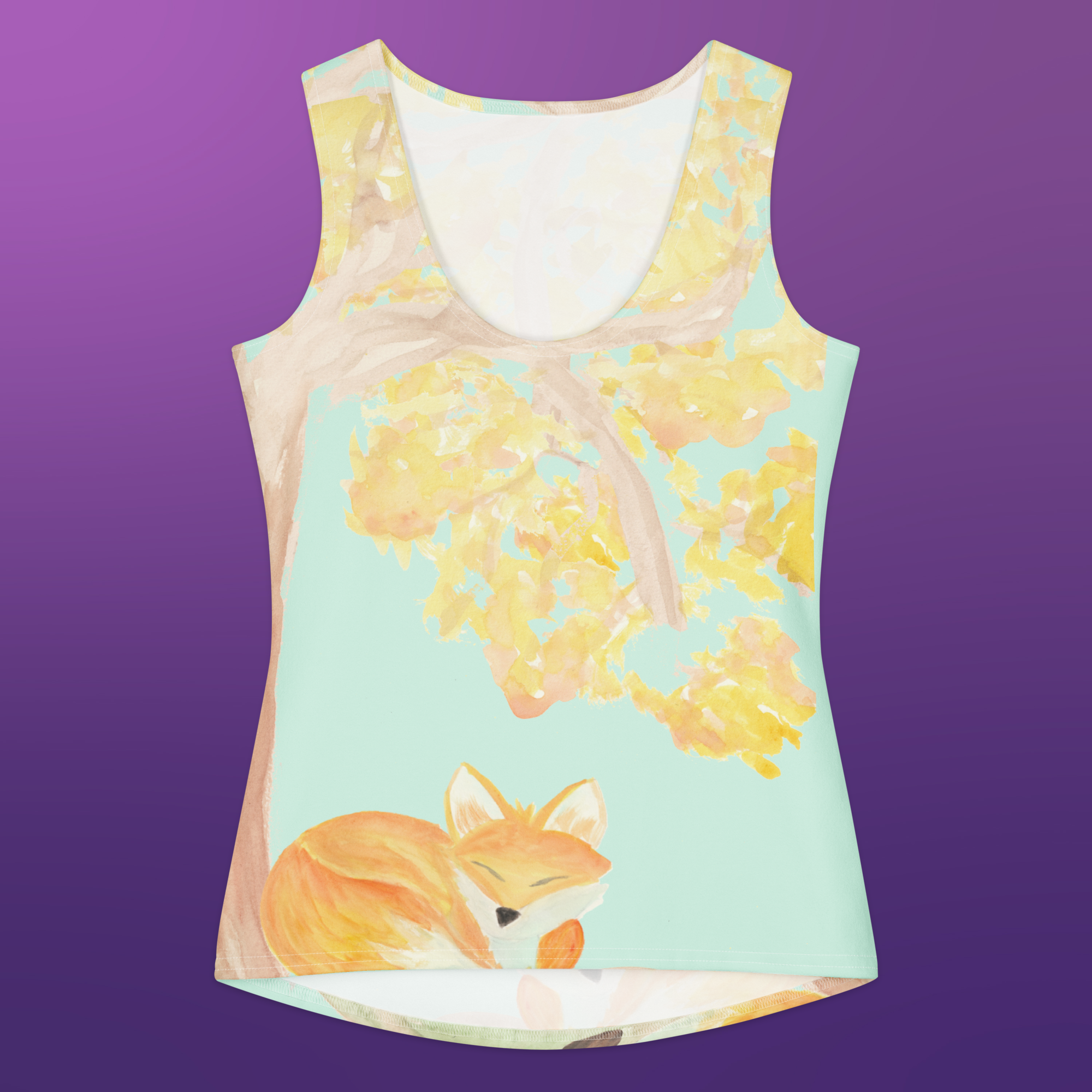 Green Fox cotton tank top