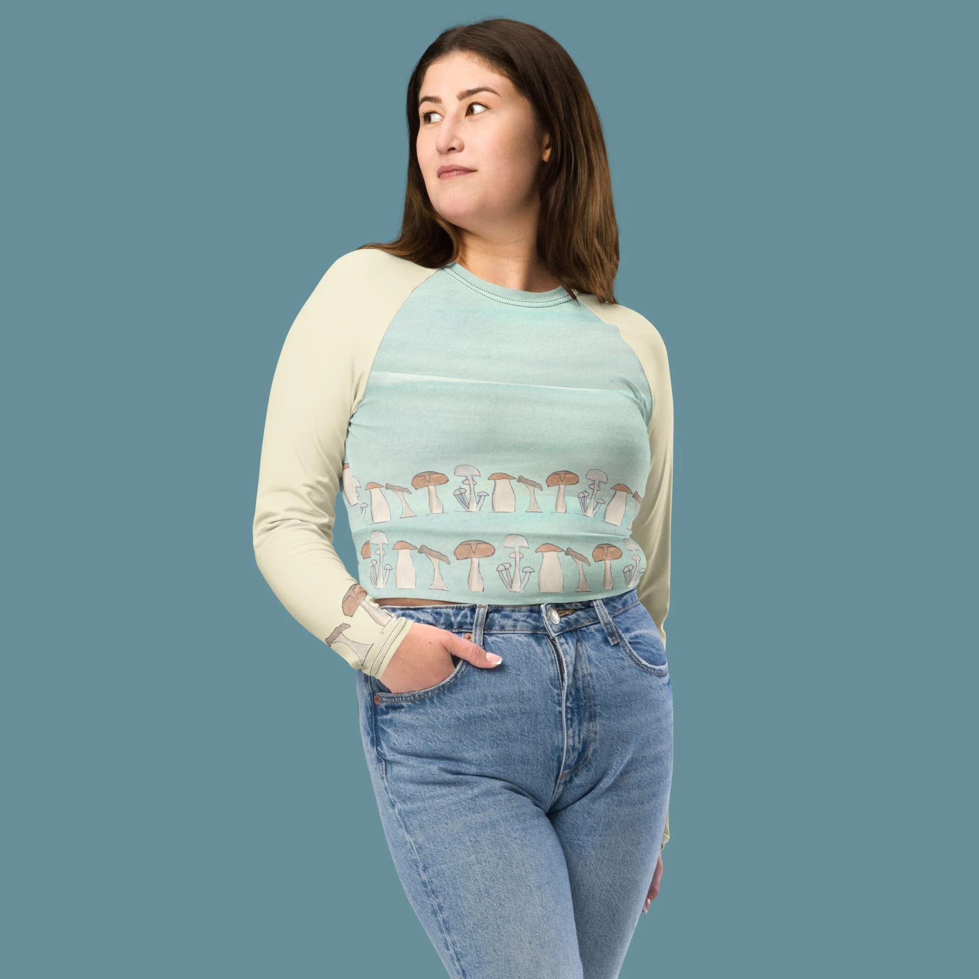 Peak Mushroon Recycled long-sleeve crop top