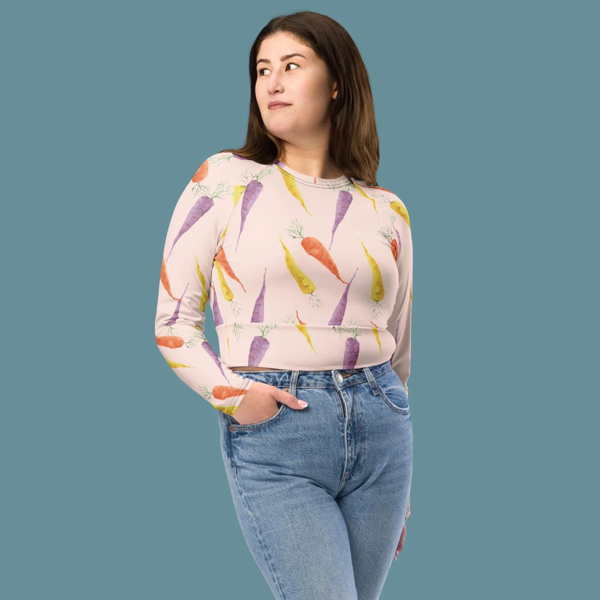 Lots of Carrots Recycled long-sleeve crop top