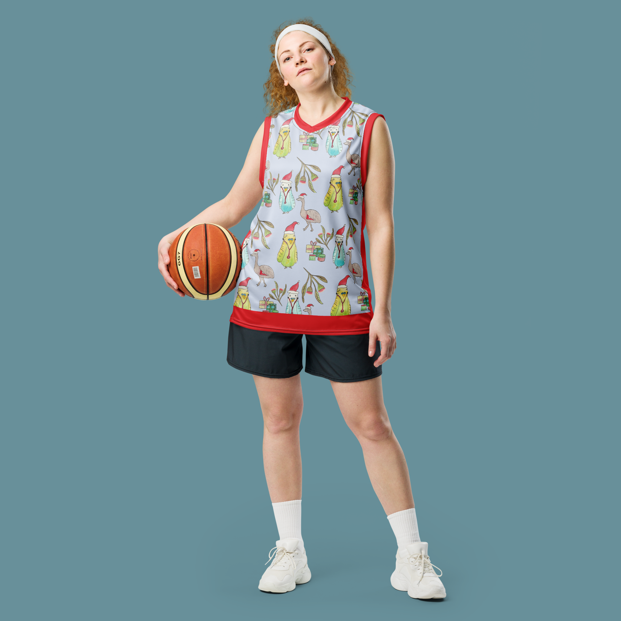 Australian Budgie Christmas Recycled unisex basketball jersey