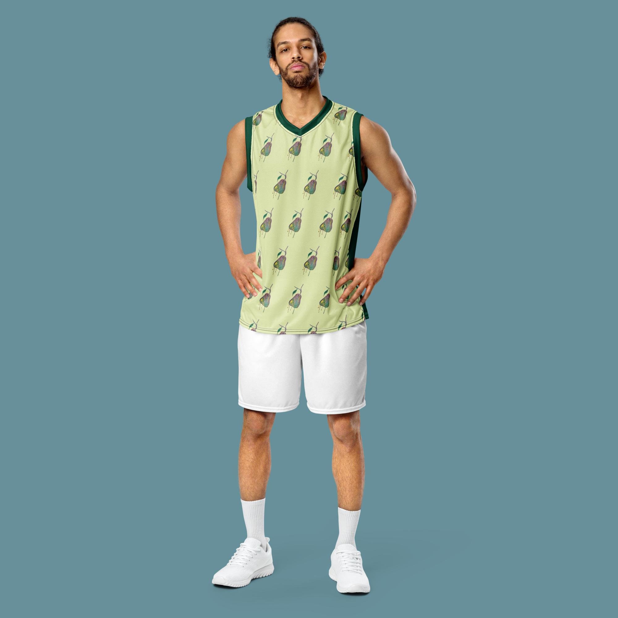 Drippy Pear Recycled unisex basketball jersey
