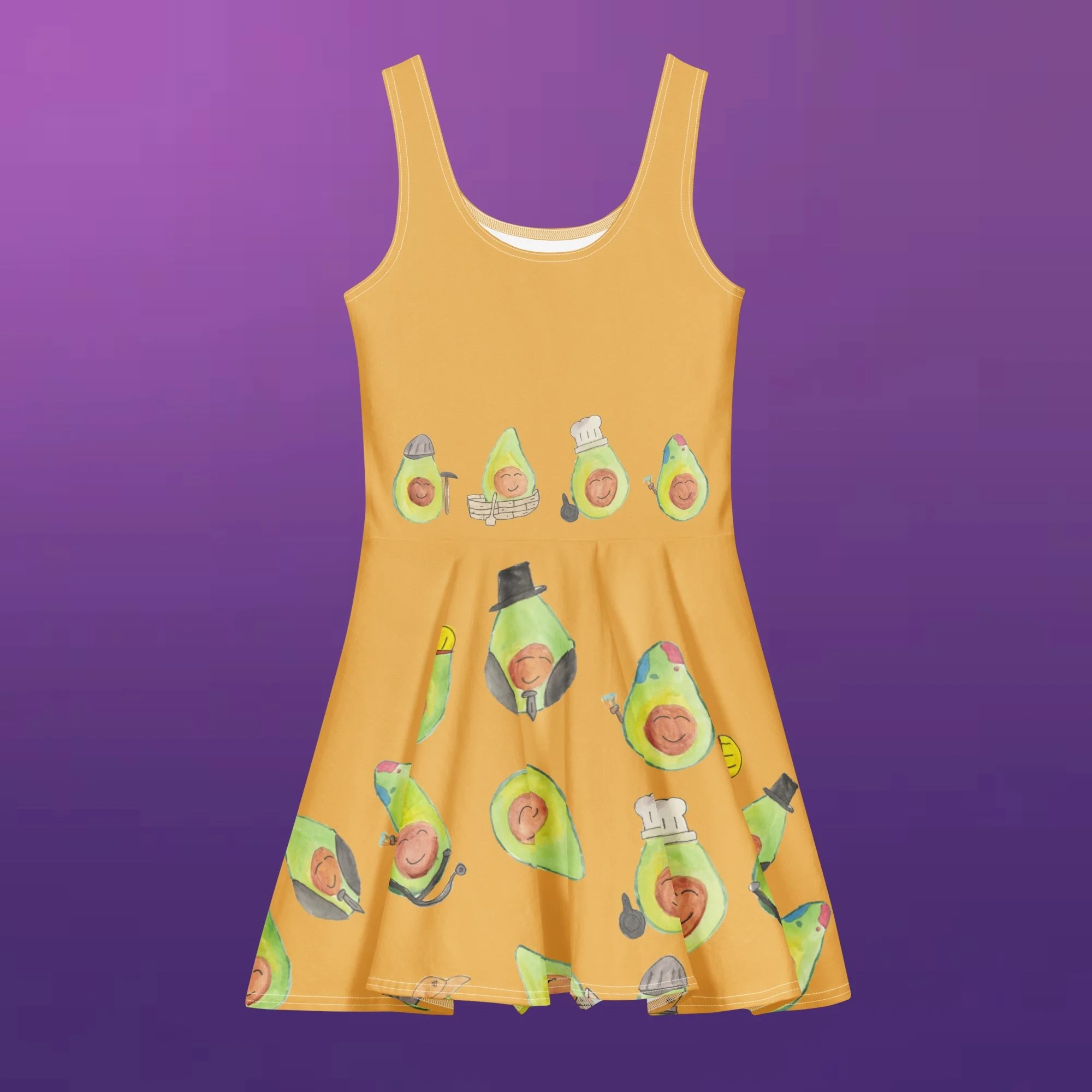 Yellow Avocado Cotton skater dress