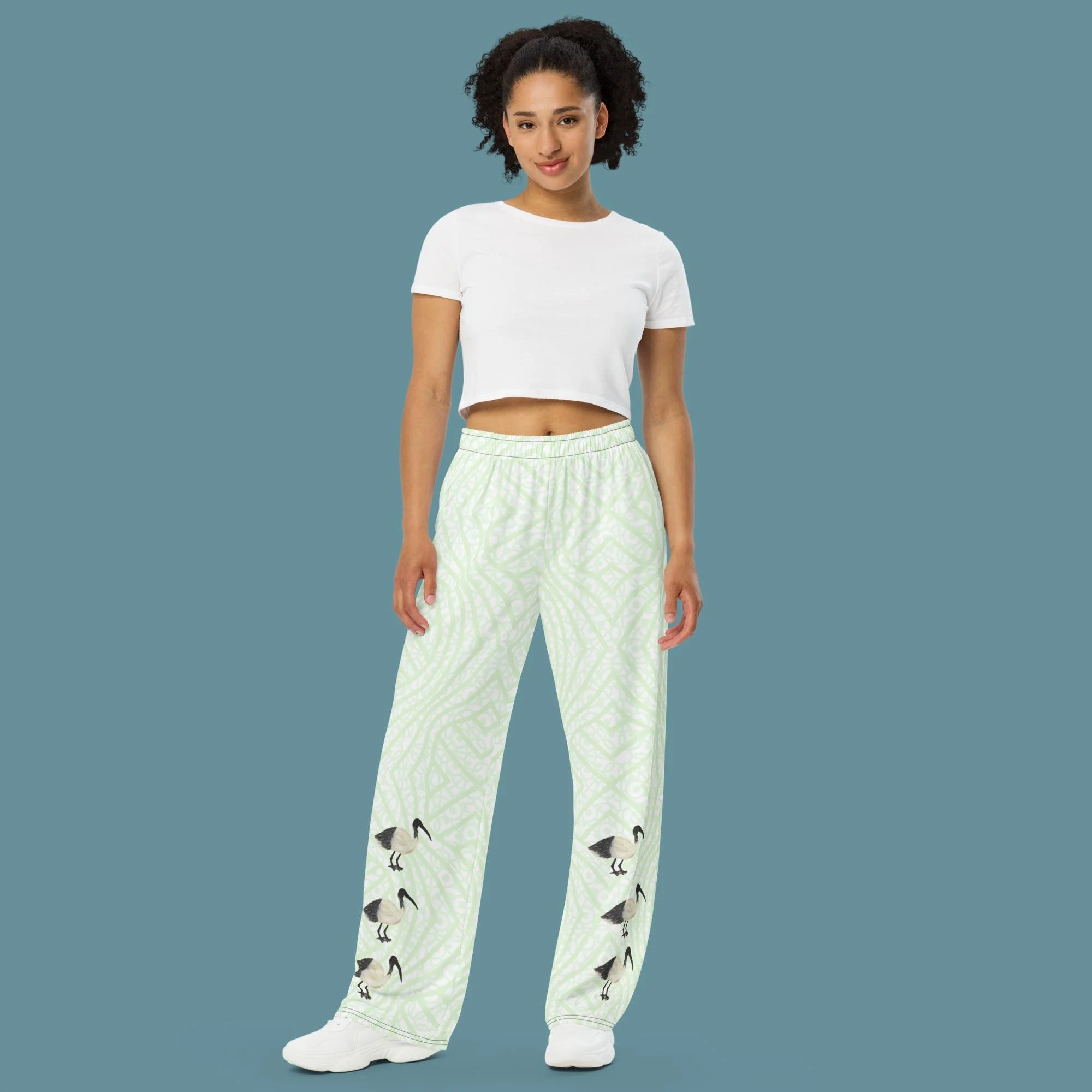 Green Bin Chicken (Ibis) unisex wide-leg pants