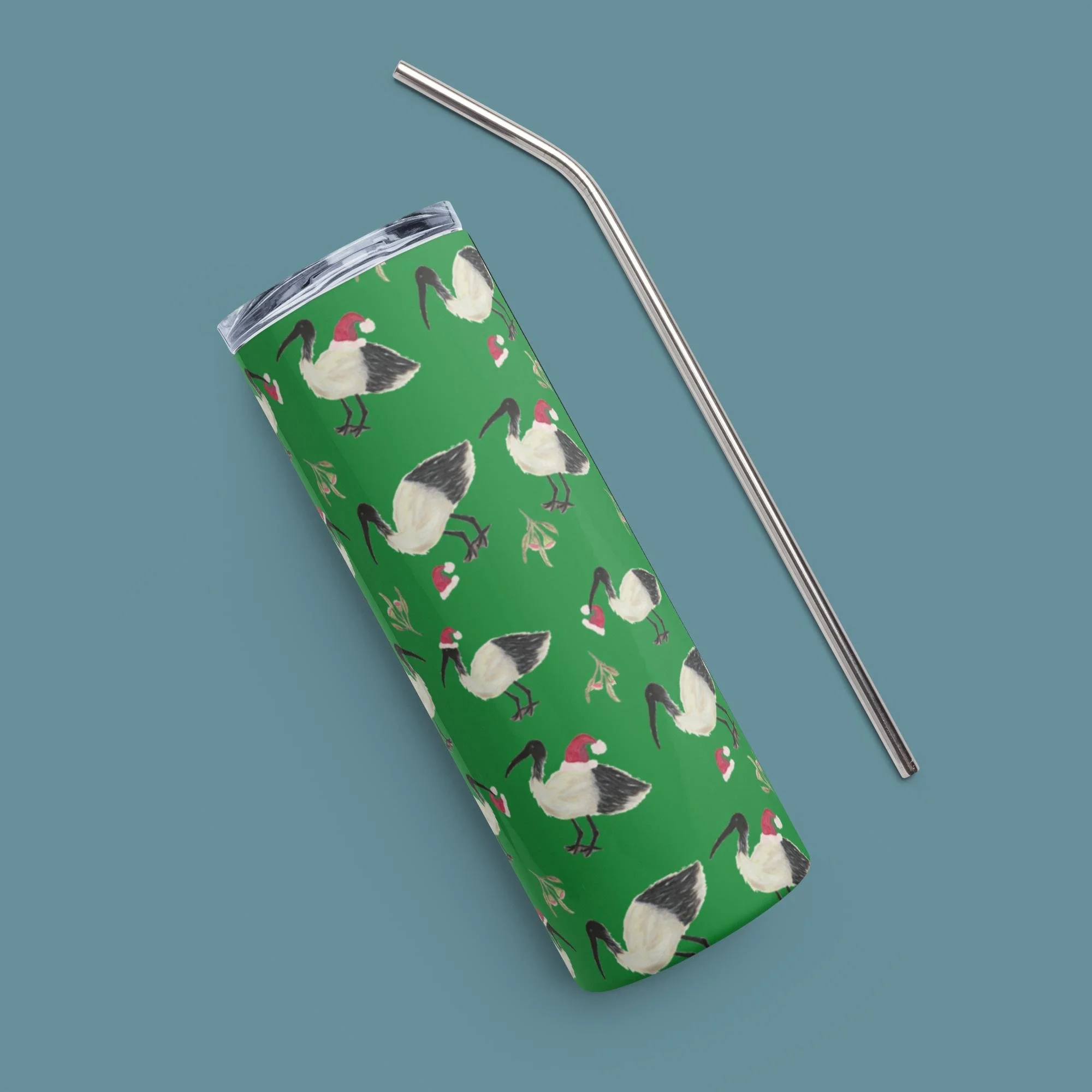 Green Christmas Bin Chicken (Ibis) Stainless steel tumbler