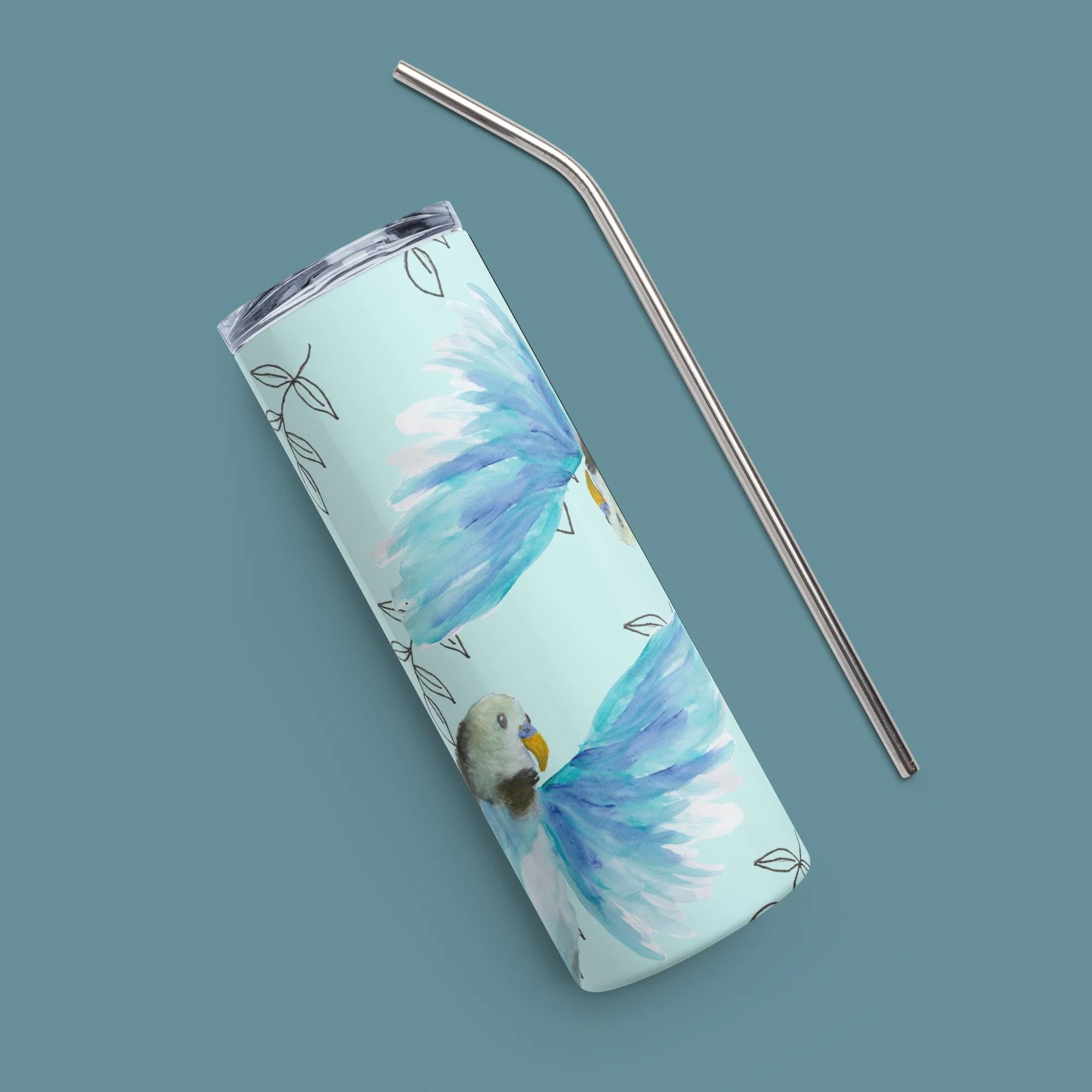 Blue Budgie Stainless steel tumbler