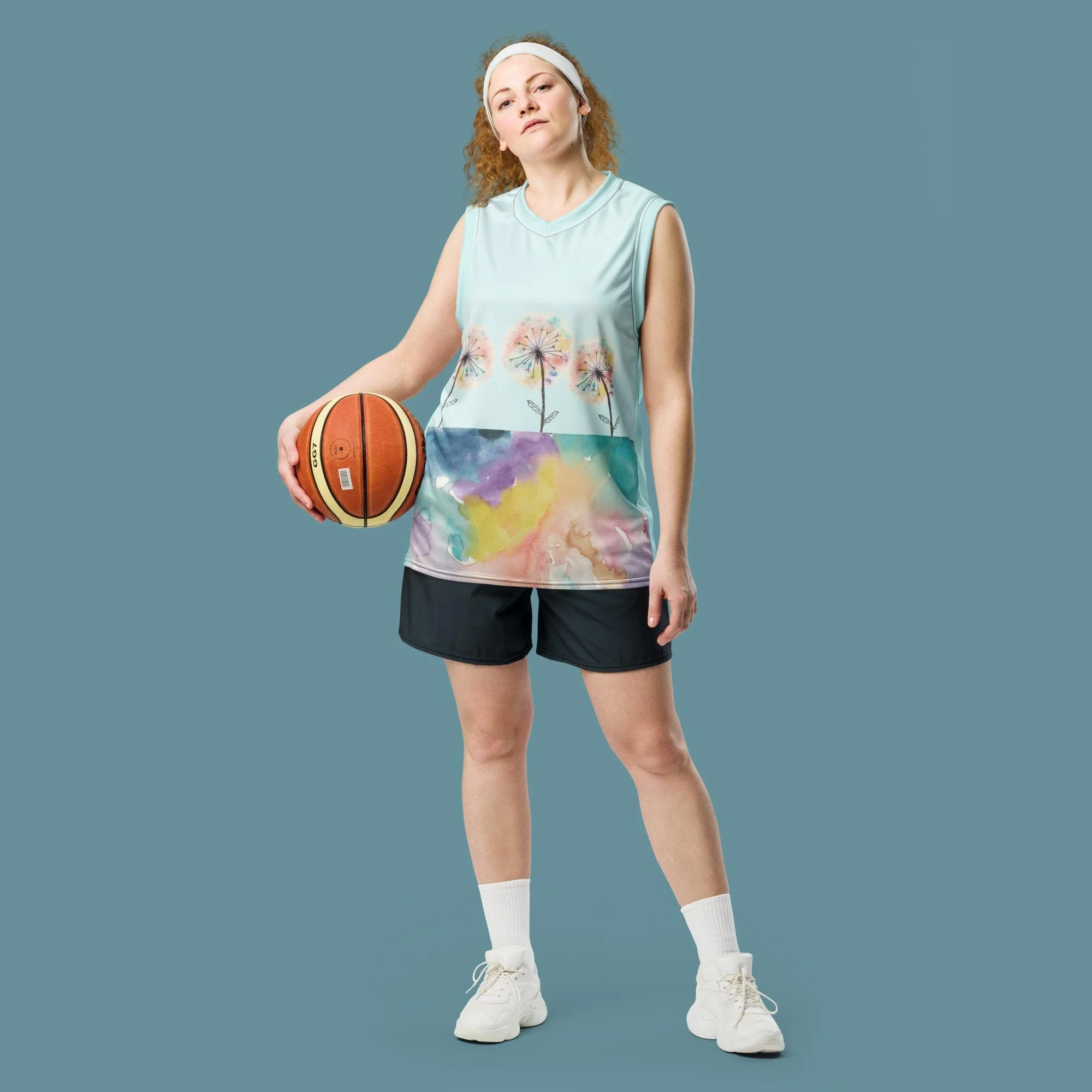 Rainbow Puffs Recycled unisex basketball jersey