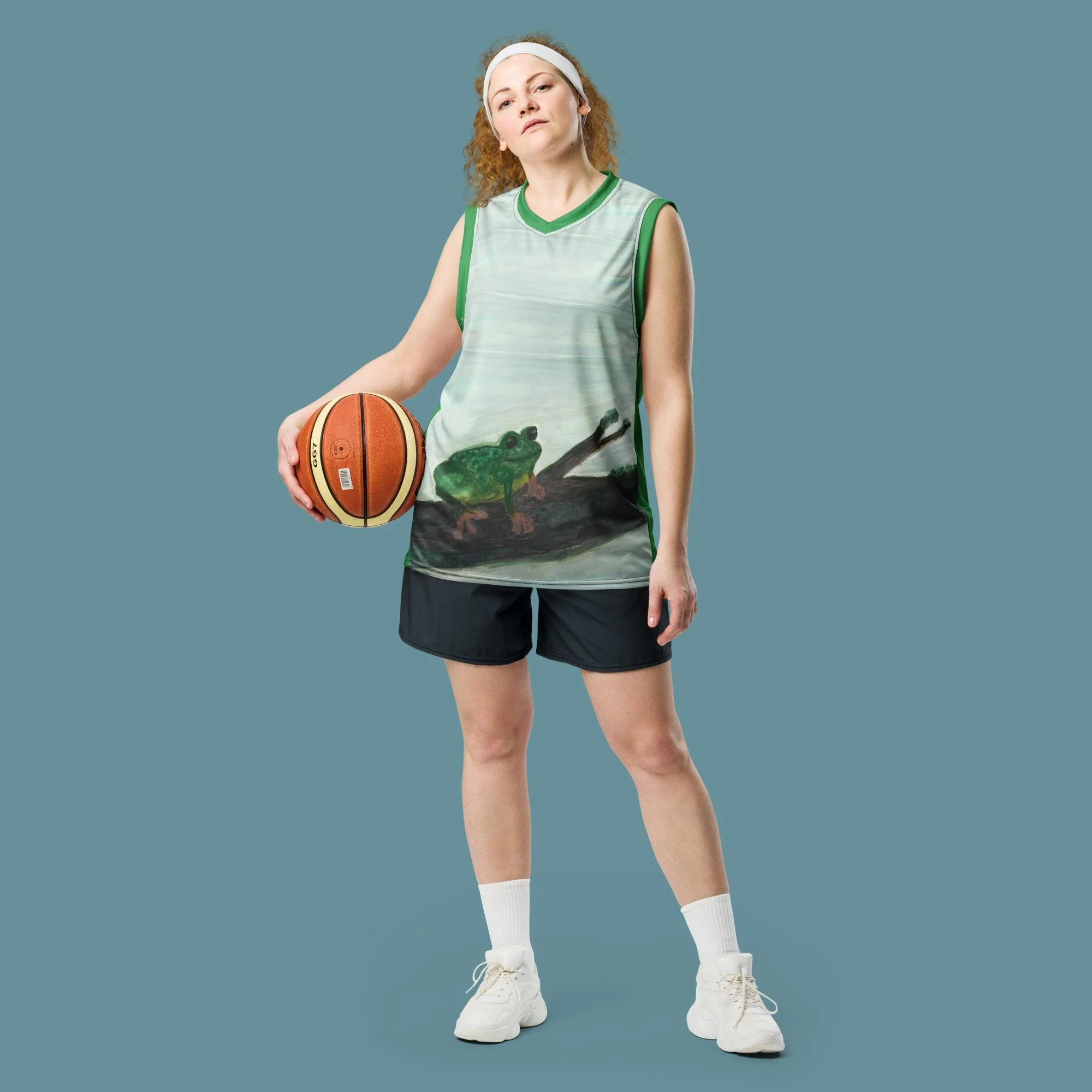 Frog on a Log Recycled unisex basketball jersey
