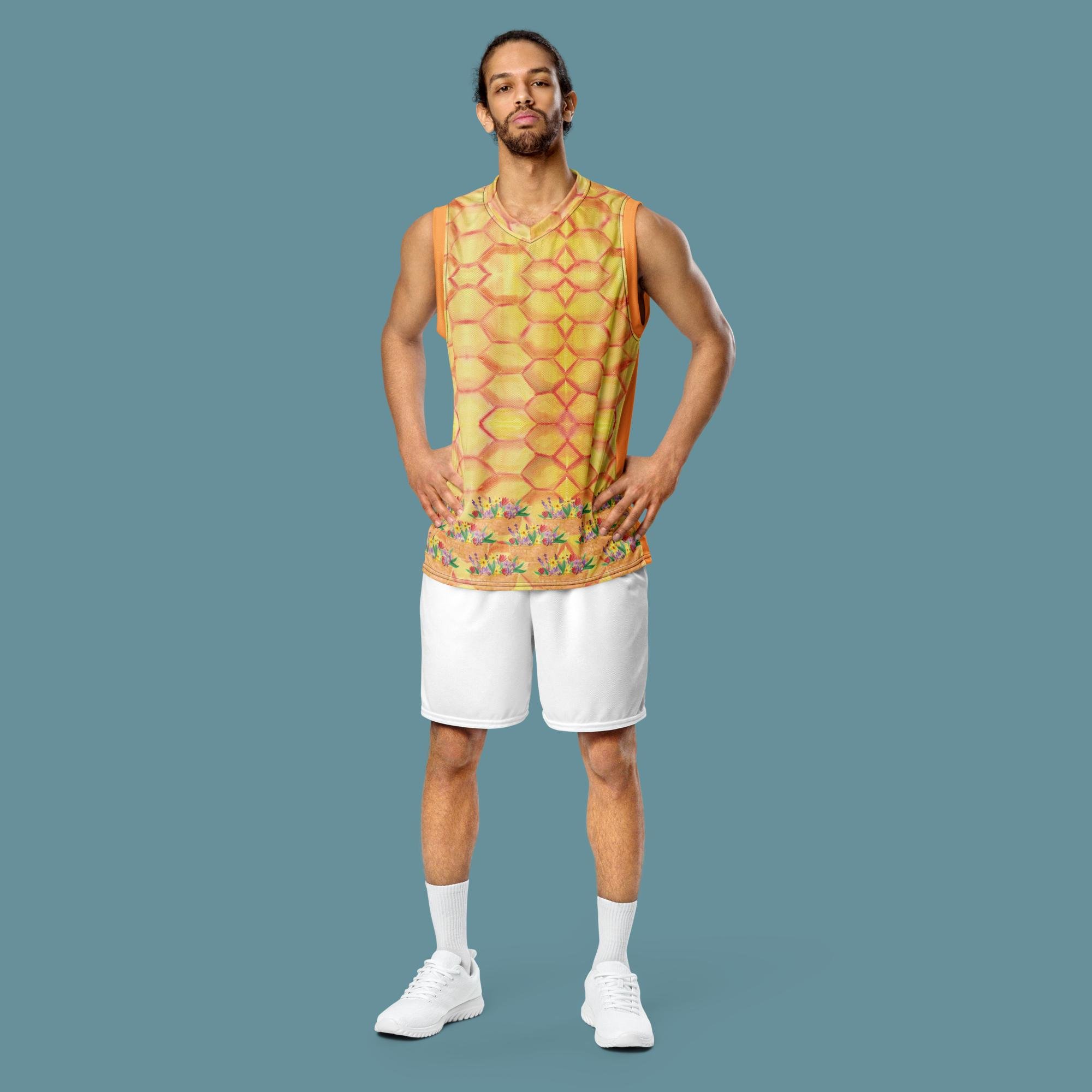 Pollen and Comb Recycled unisex basketball jersey