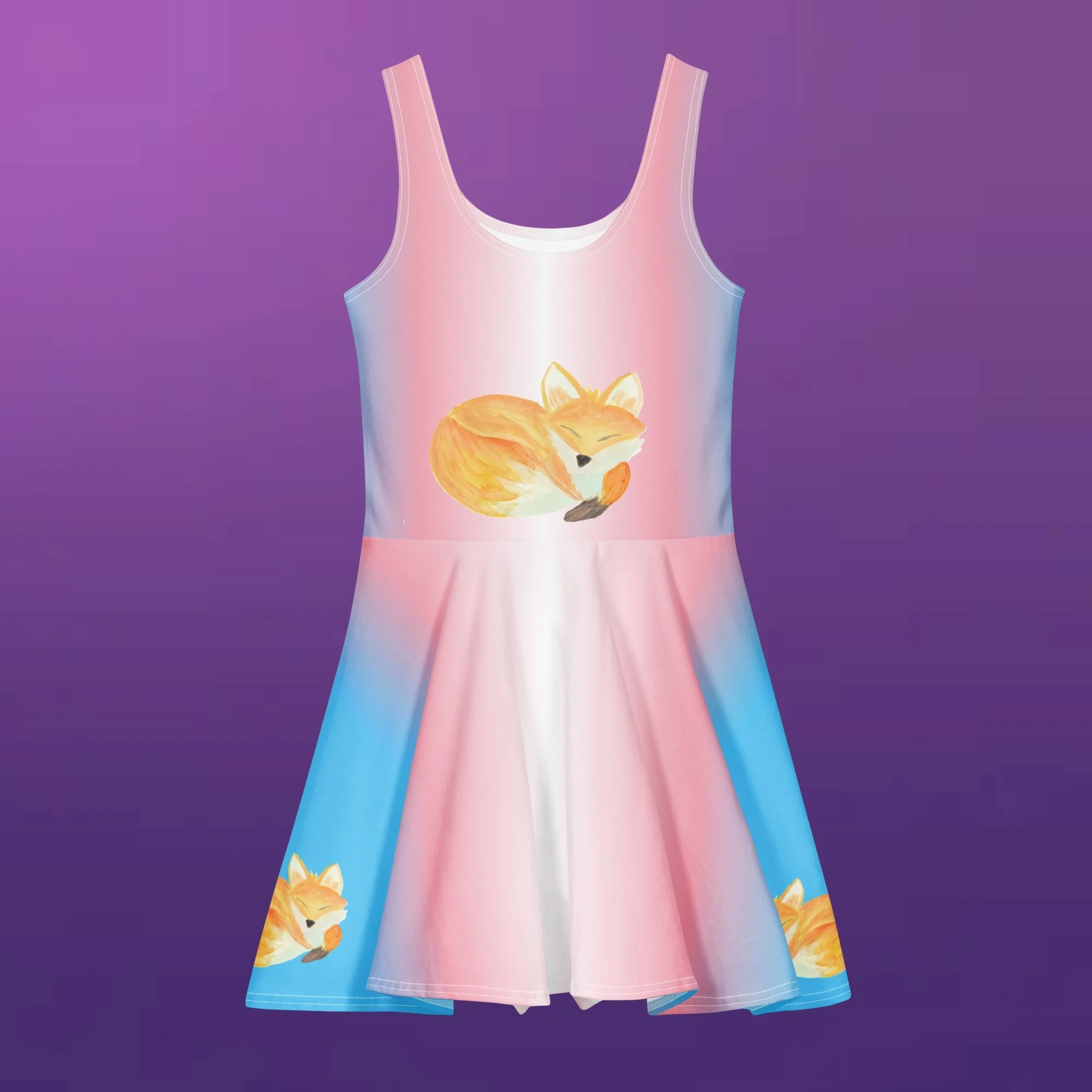 Trans Flag Fox Cotton skater dress