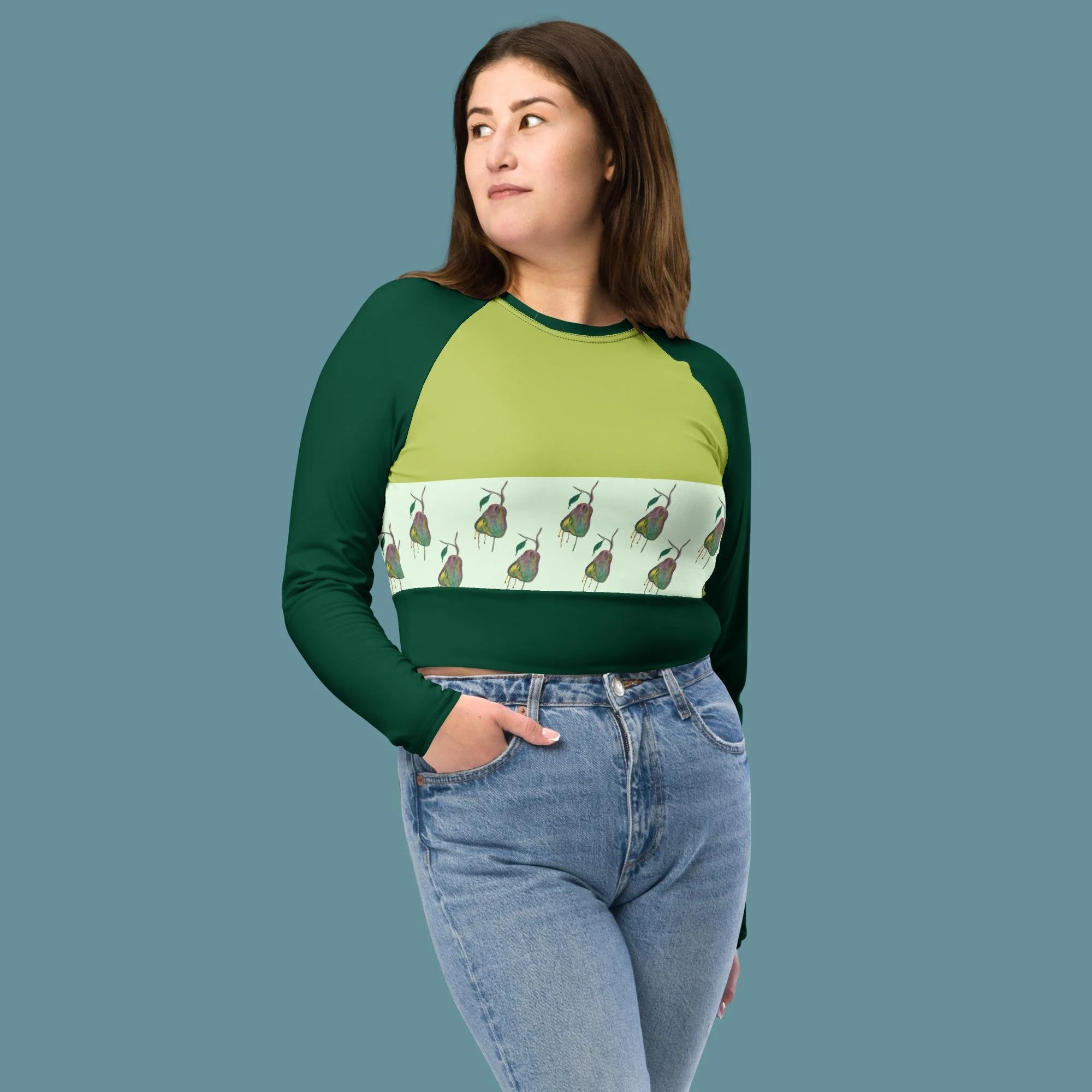 Drippy Pear Recycled long-sleeve crop top