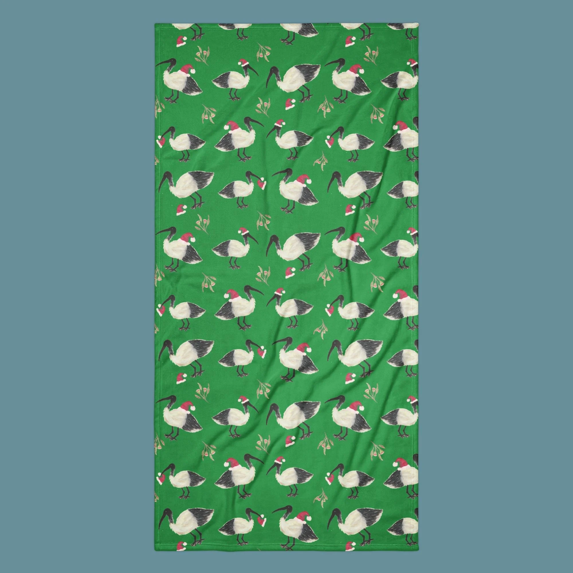 Green Christmas Bin Chicken (Ibis) Towel