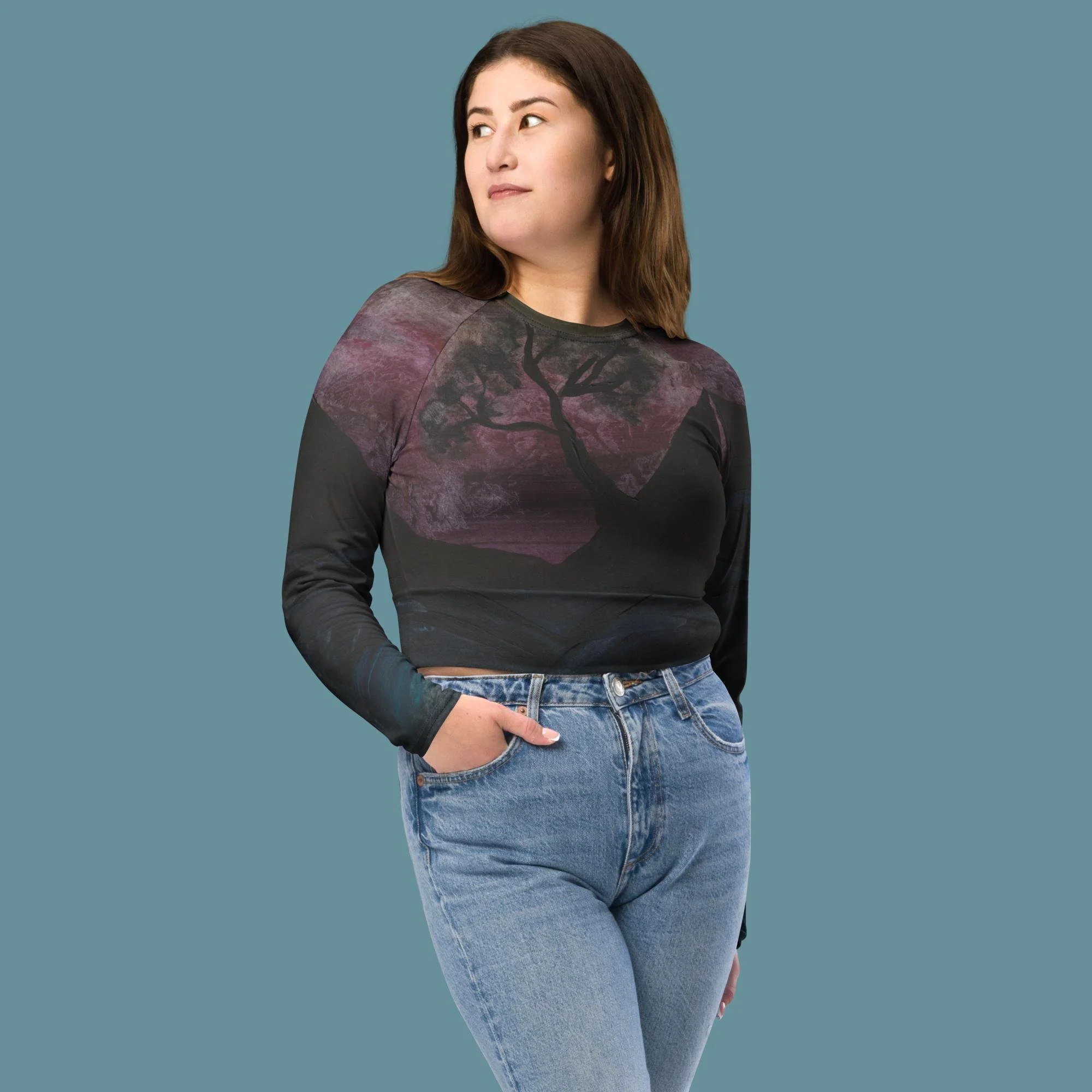 Dark Mountain Recycled long-sleeve crop top