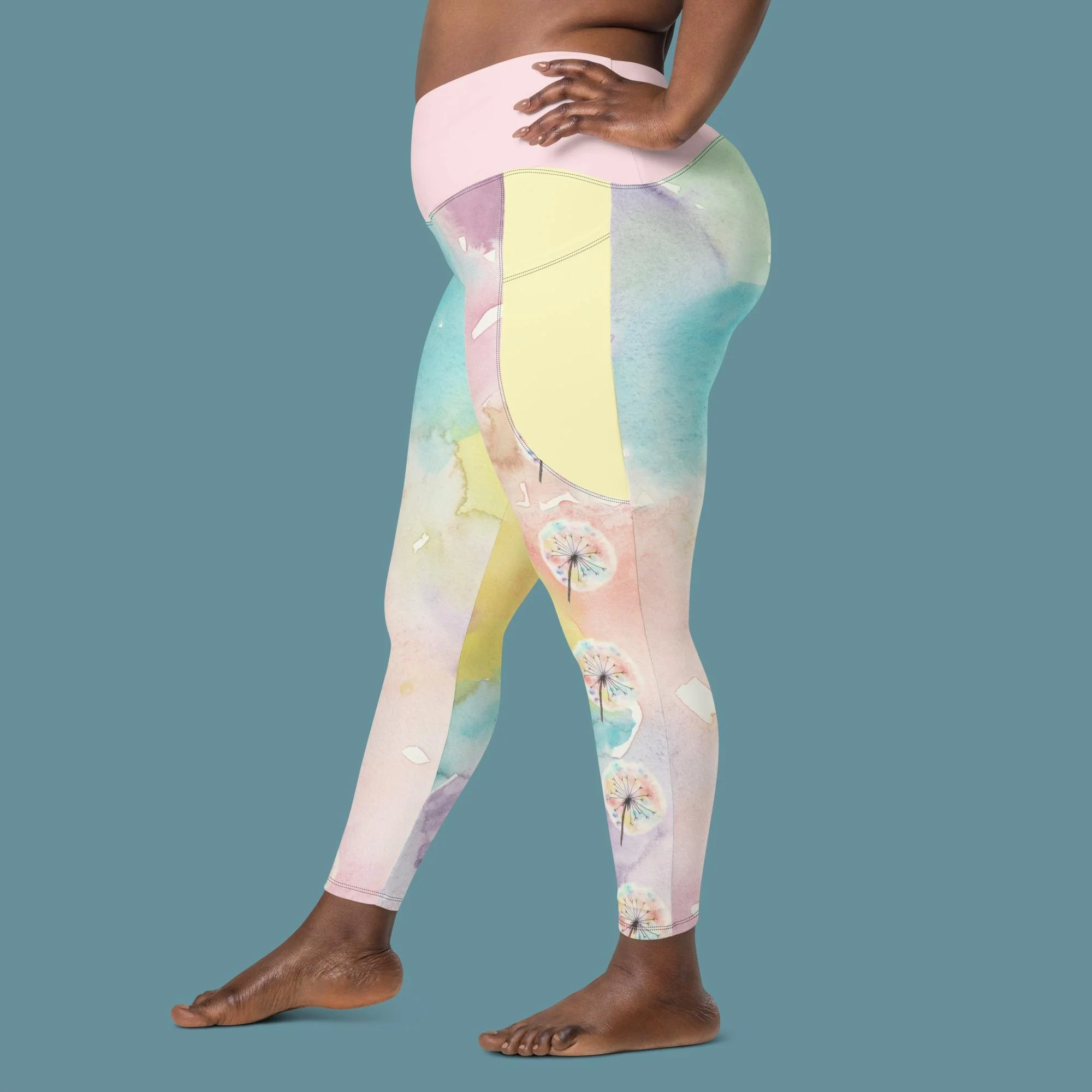 Rainbow Puffs Crossover leggings with pockets