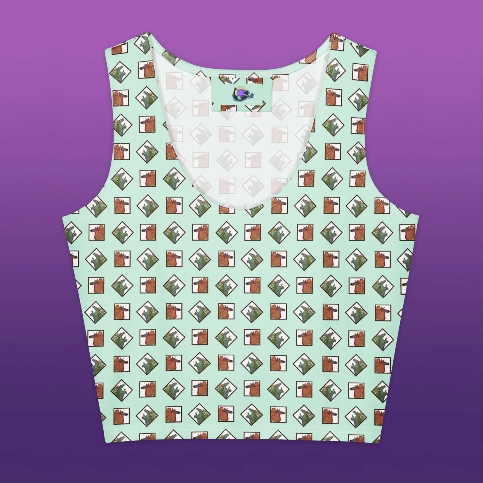 Green Pastel Elemental Monsters Cotton crop top