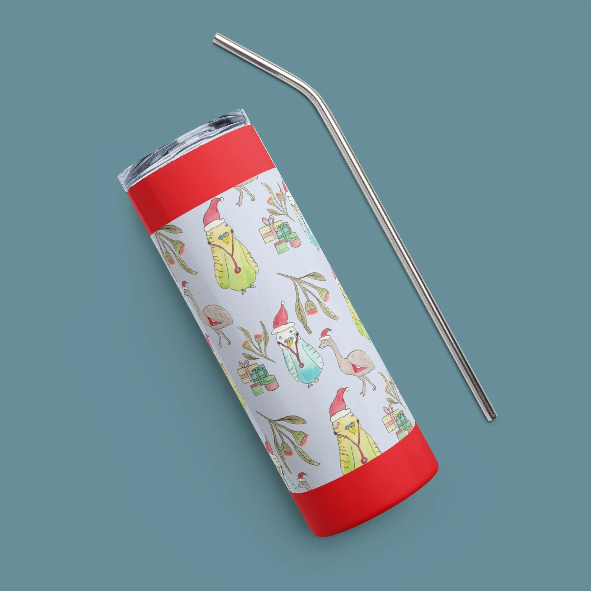 Australian Budgie Christmas Stainless steel tumbler