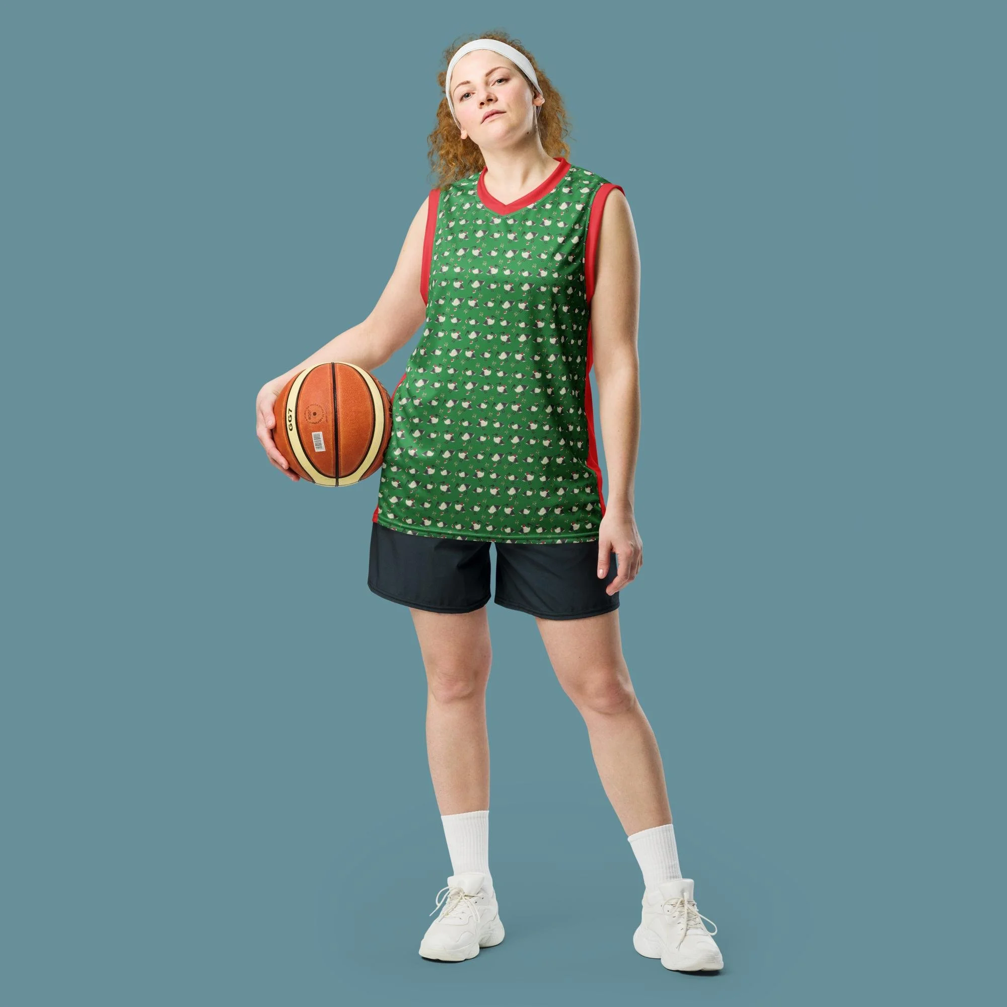 Green Christmas Bin Chicken (Ibis) Recycled unisex basketball jersey
