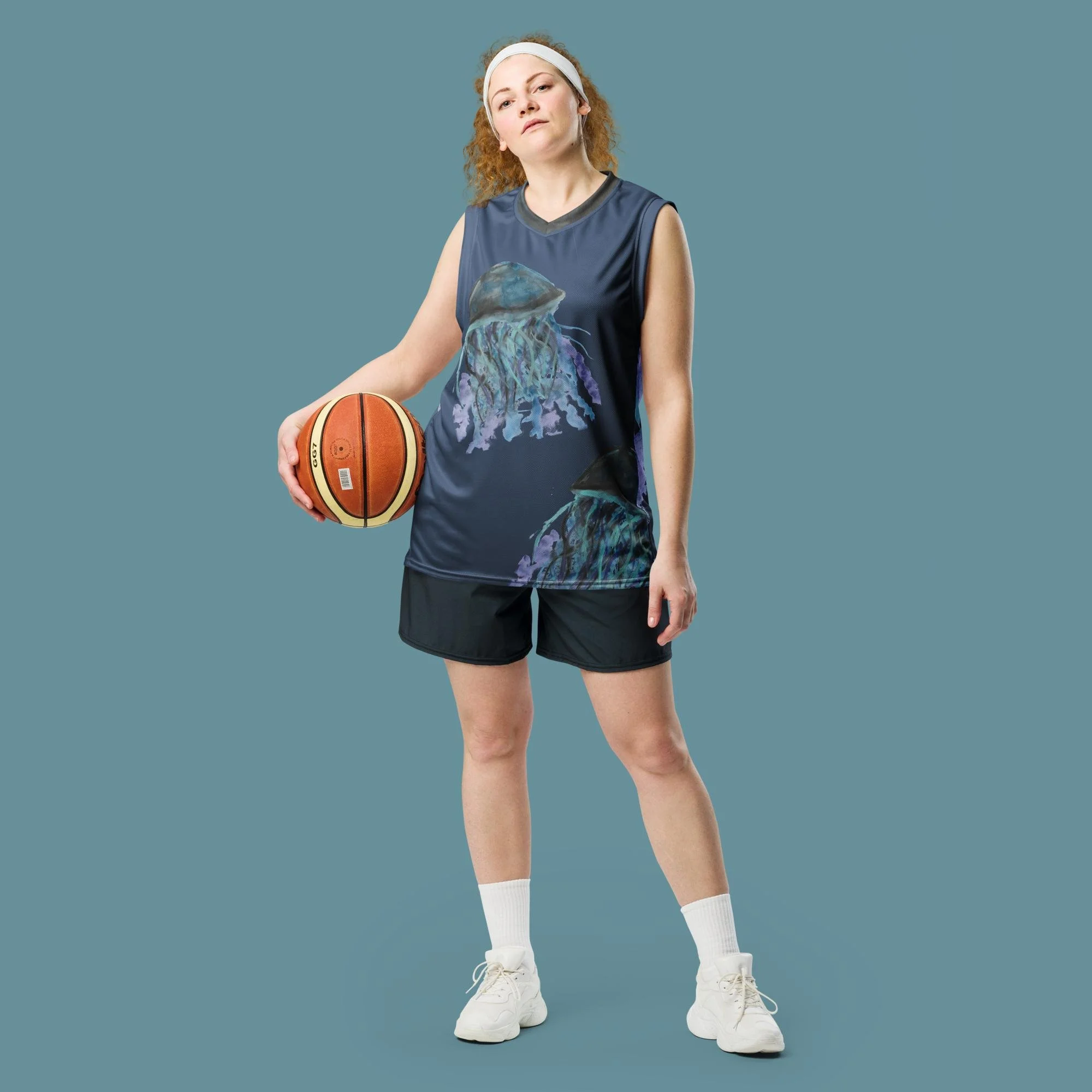 Jellyfish Recycled unisex basketball jersey