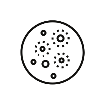 A black induction cooktop with five circular heating zones.