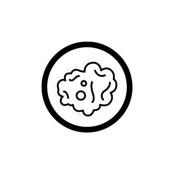 A black background with a simple white line drawing of a brain.