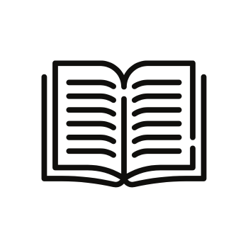 Outline of an open book.