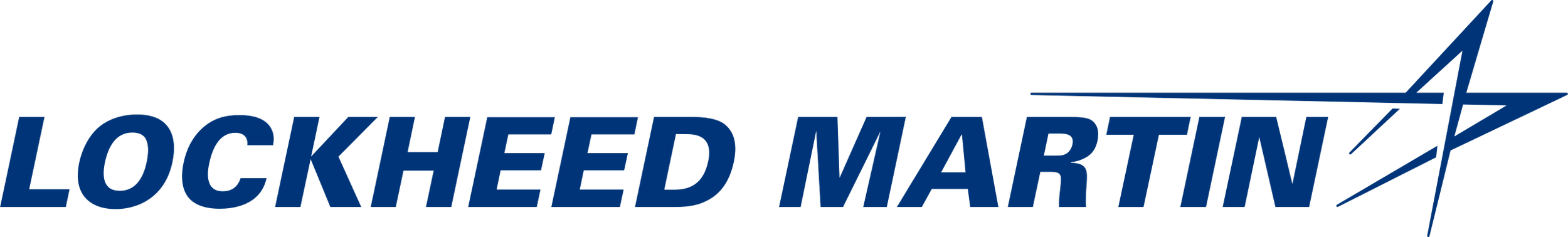 Lockheed Martin logo in blue with an abstract star and vector lines.