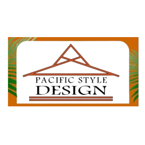 Logo for a development design company featuring an orange pyramid-like structure with green palm leaves in the background.